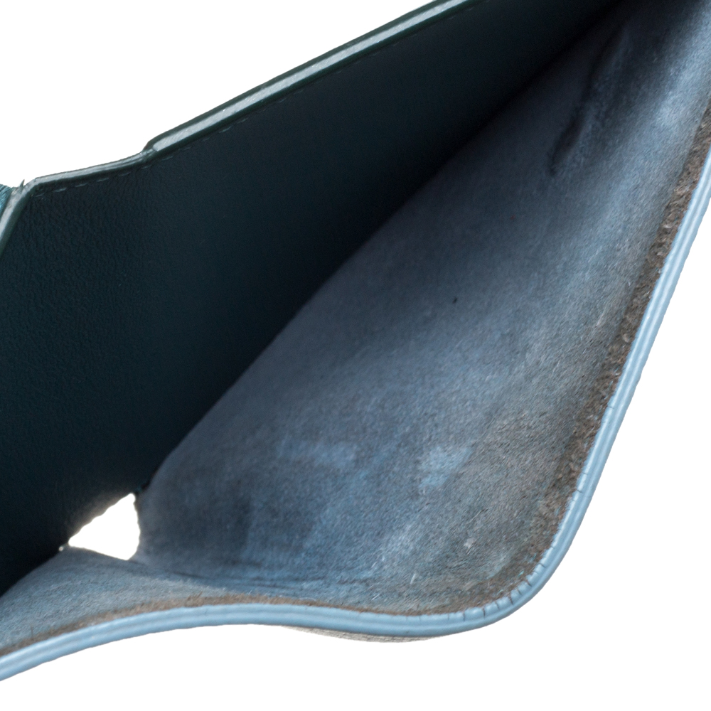 Celine Blue/Green Leather Multifunction Strap Wallet