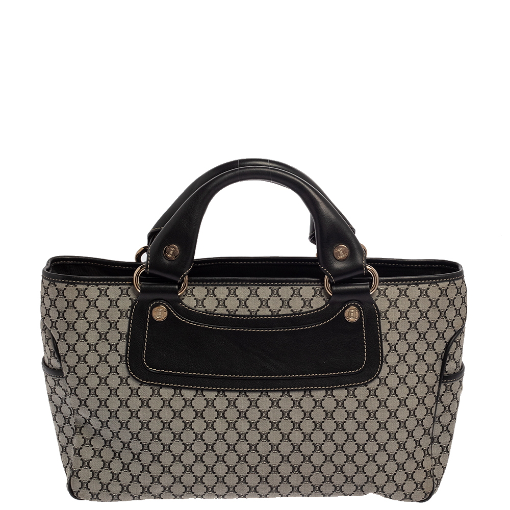 Celine Black/Grey Macadam Canvas And Leather Boogie Tote
