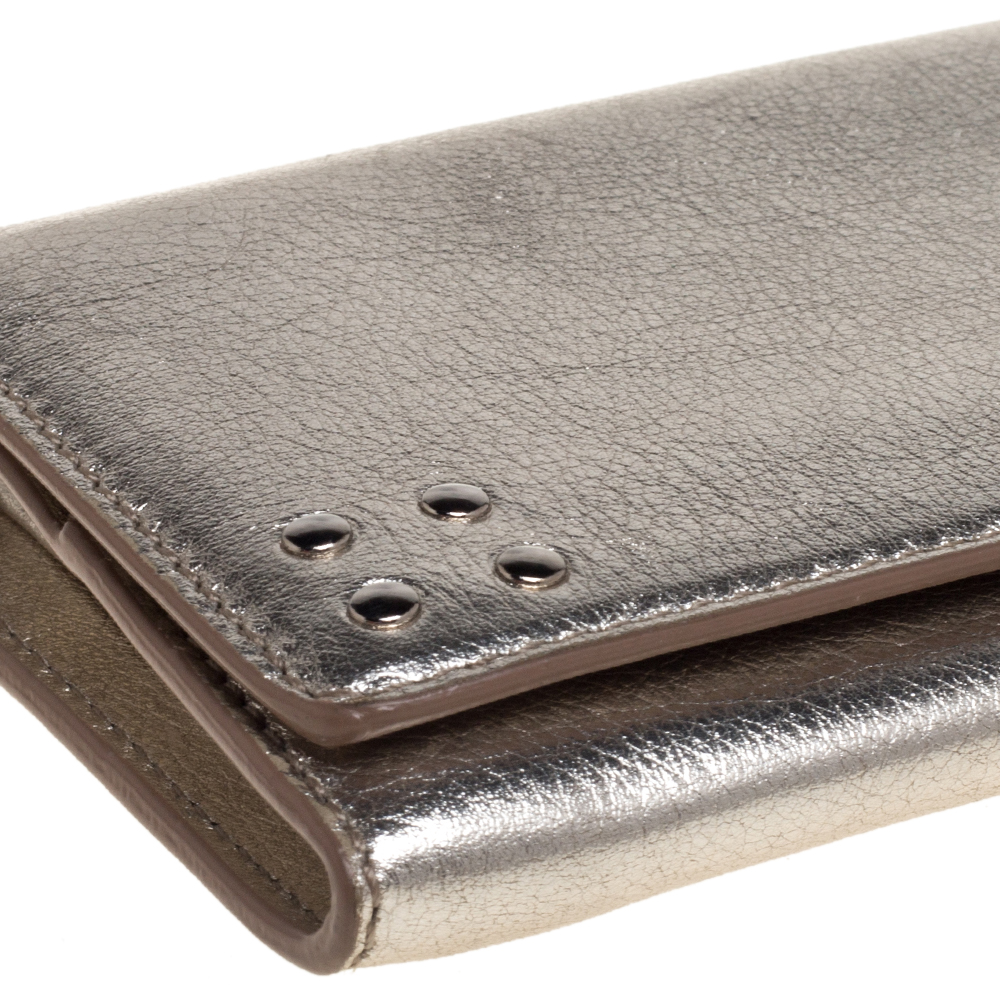 Celine Metallic Gold Leather Flap Continental Wallet