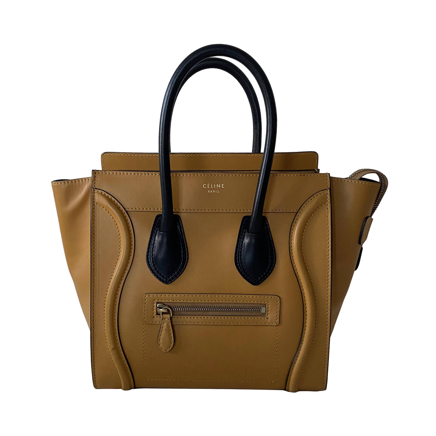 Celine Brown Leather Luggage Micro Tote