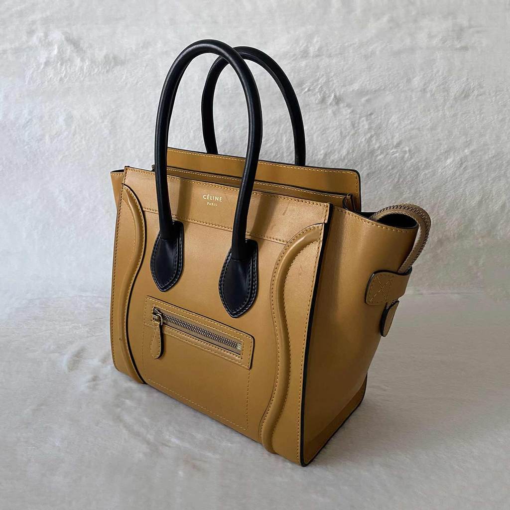 Celine Brown Leather Luggage Micro Tote