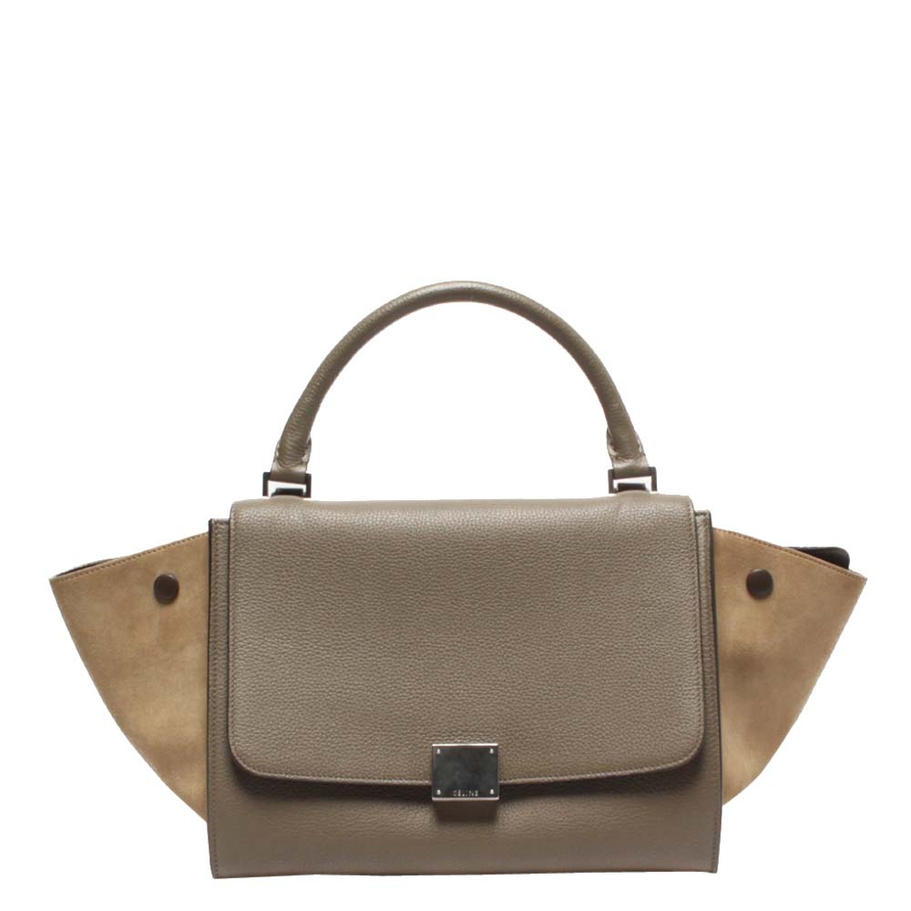 Celine Grey Leather Small Trapeze Top Handle Bags
