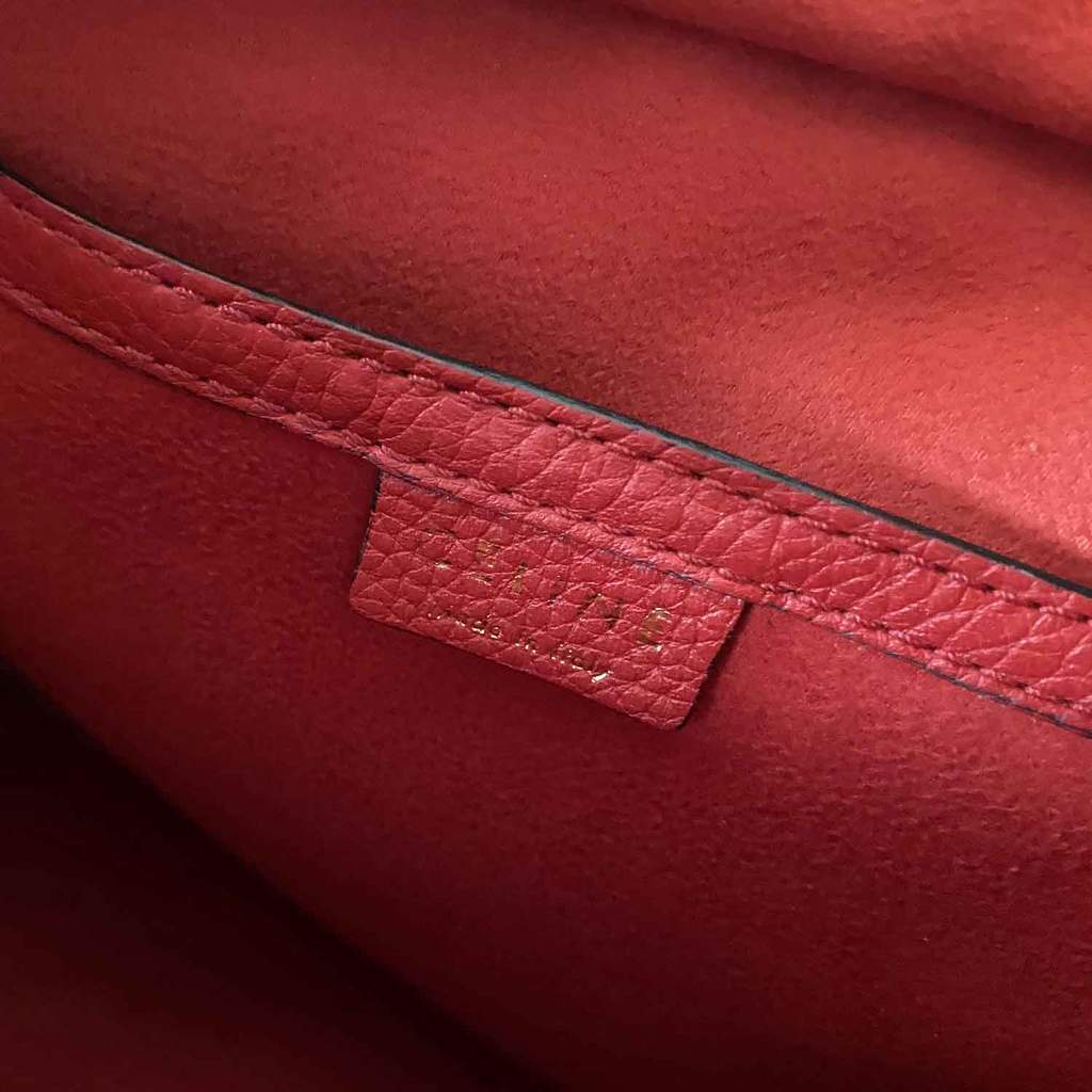 Celine Red Leather Nano Luggage Tote Bag