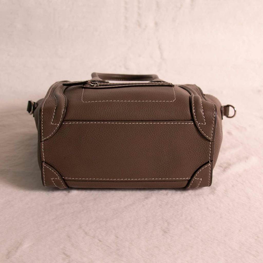 Celine Brown Leather Nano Luggage Tote Bag