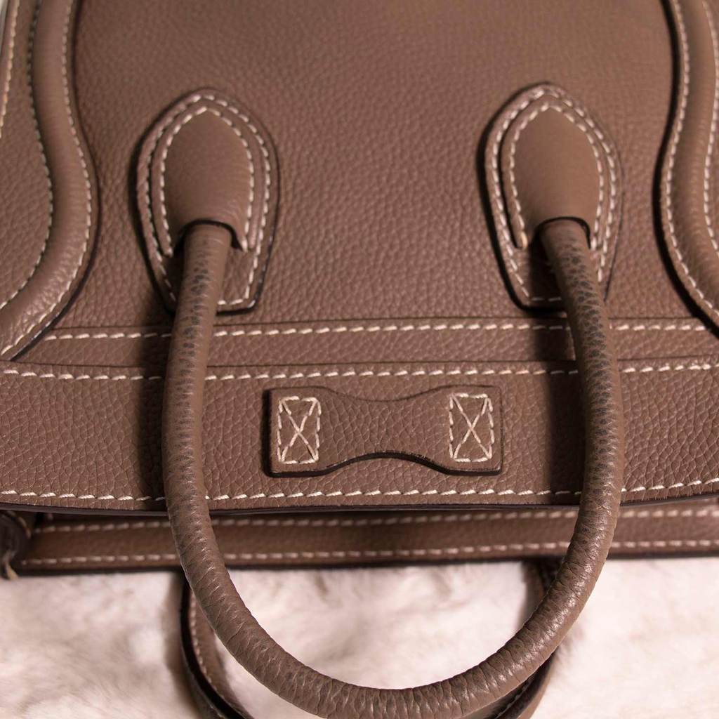 Celine Brown Leather Nano Luggage Tote Bag