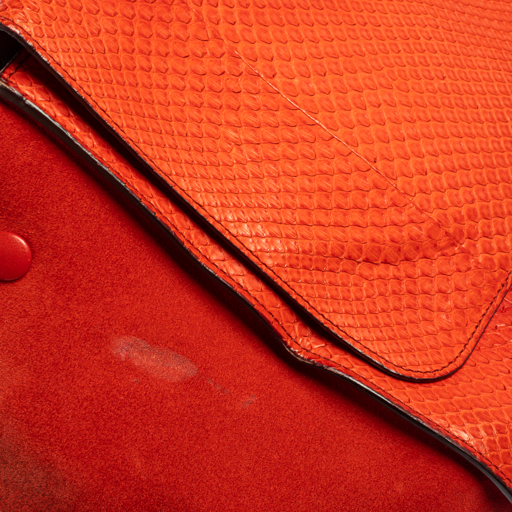 Céline Red Python And Suede Medium Trapeze Top Handle Bag