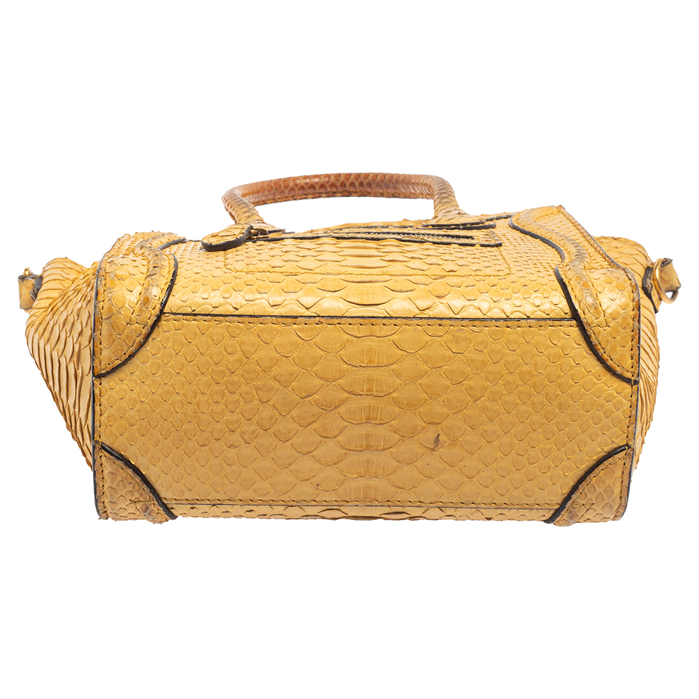 Celine Yellow Python Nano Luggage Tote