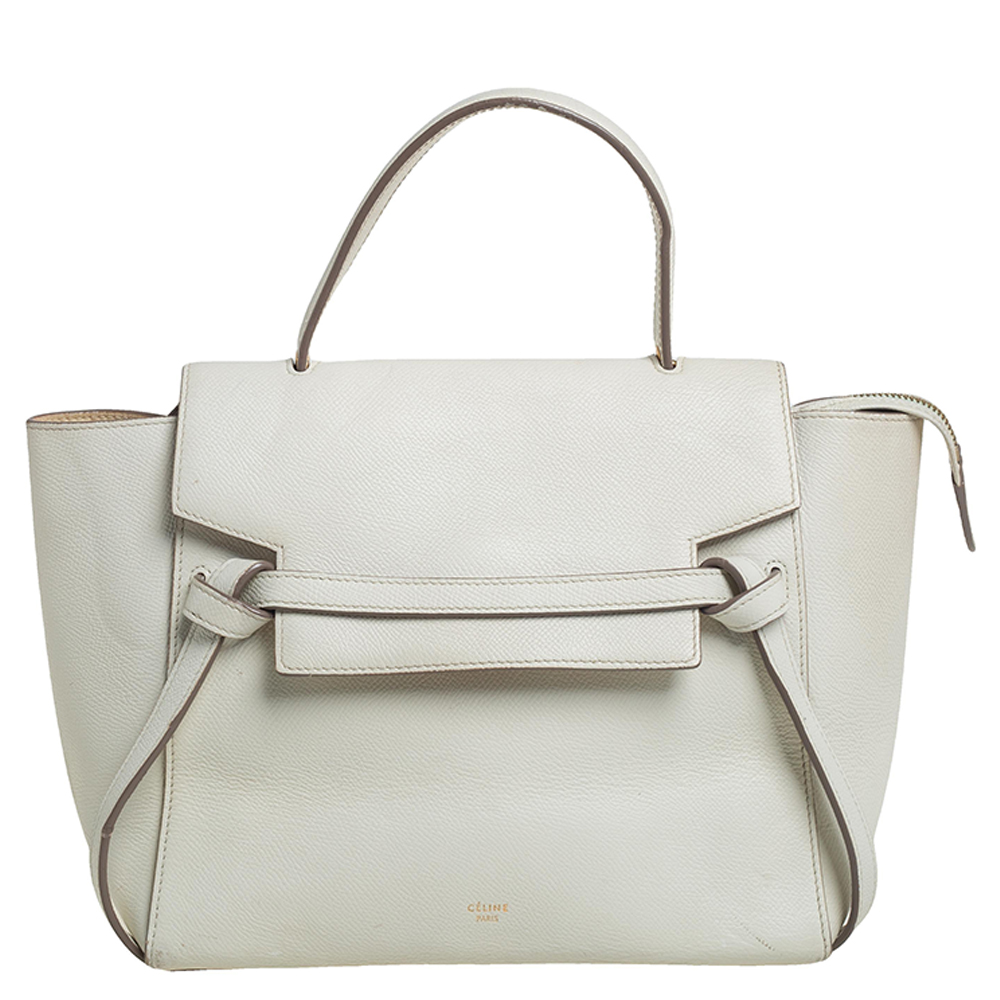 Celine Off White Leather Micro Belt Top Handle Bag