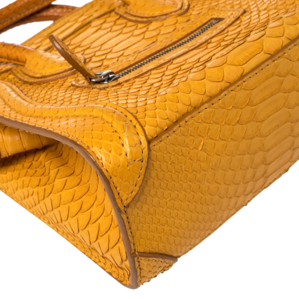 Celine Yellow Python Nano Luggage Tote