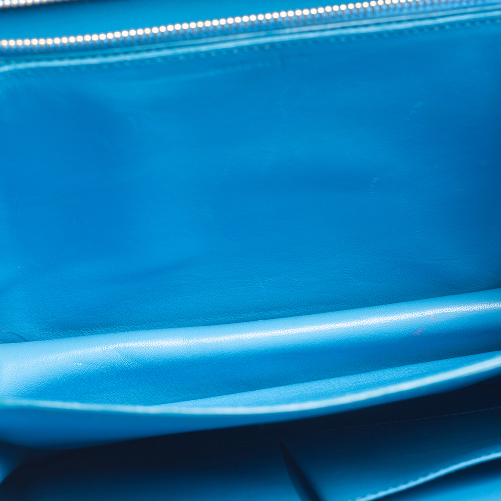 Celine Blue Leather Medium Classic Box Shoulder Bag