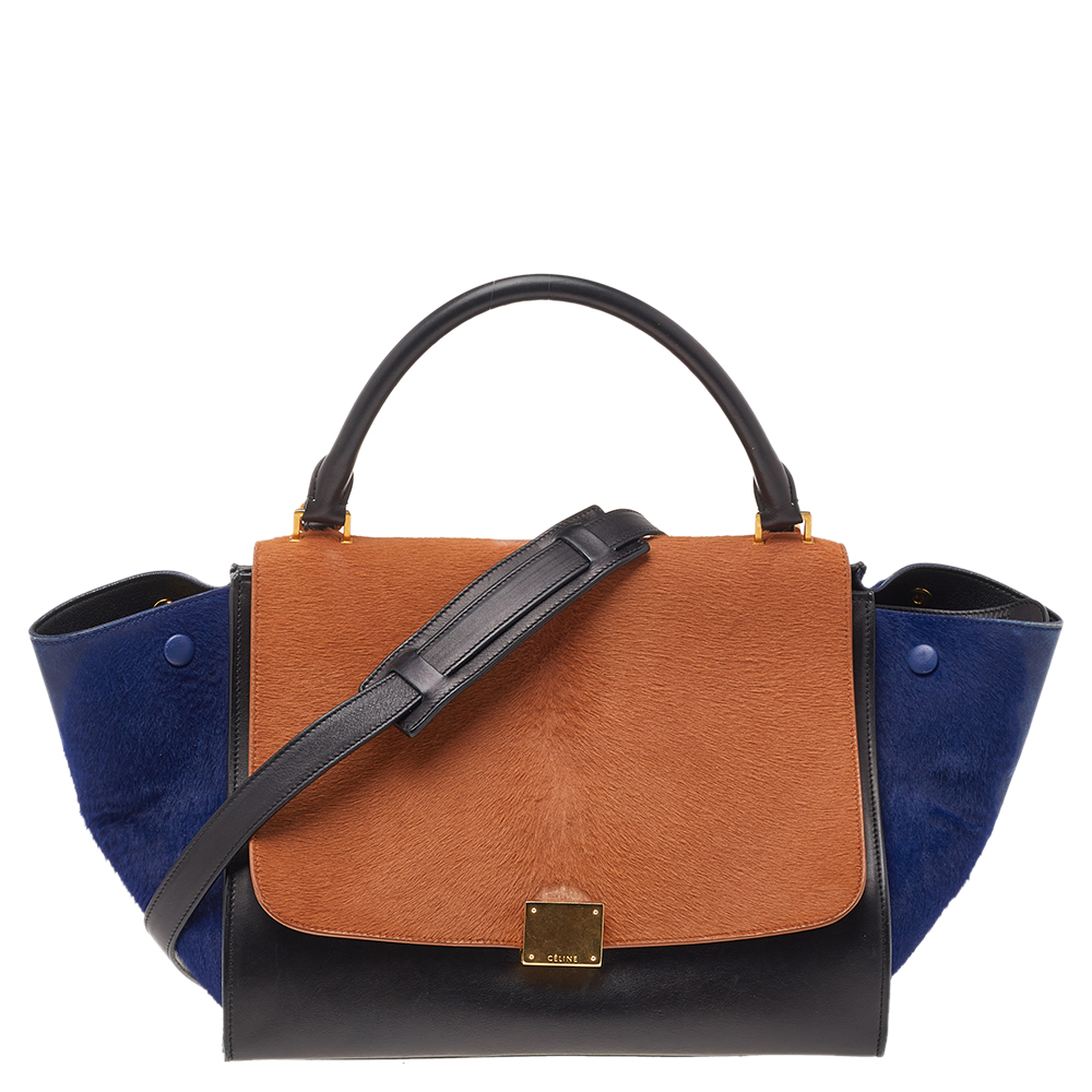 Celine Multicolor Calfhair And Leather Medium Trapeze Bag