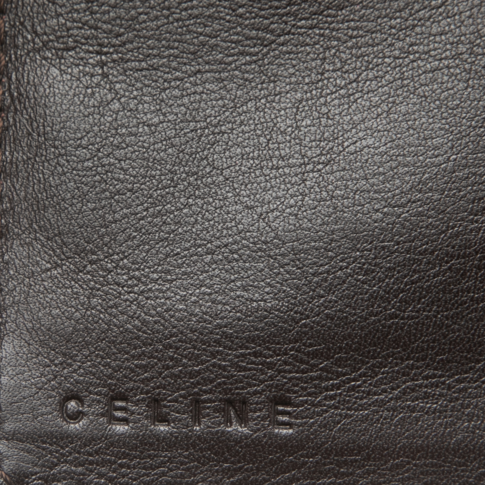 Celine Brown Macadam Canvas And Croc Embossed Leather French Wallet