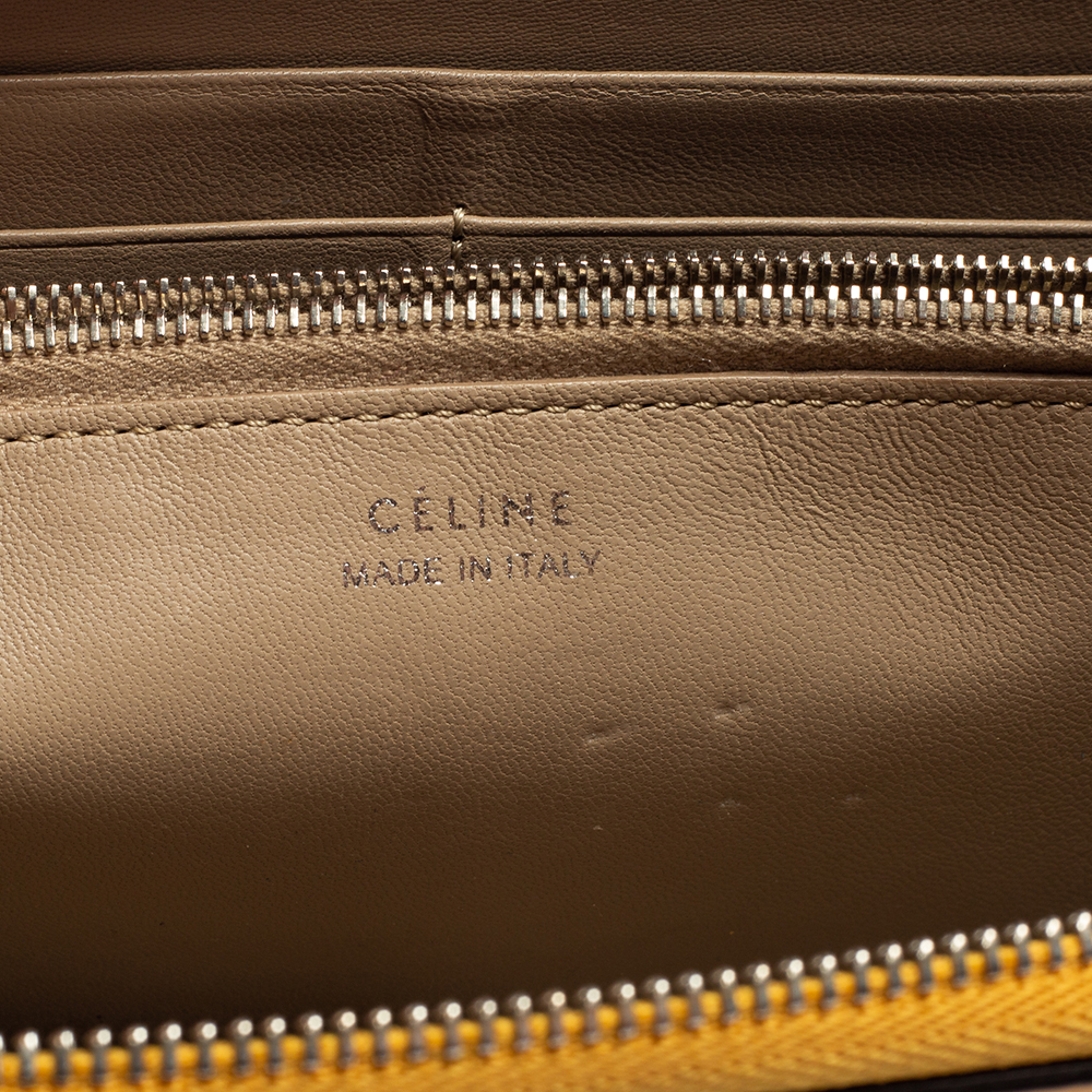 Celine Mustard Yellow Leather Zip Around Wallet
