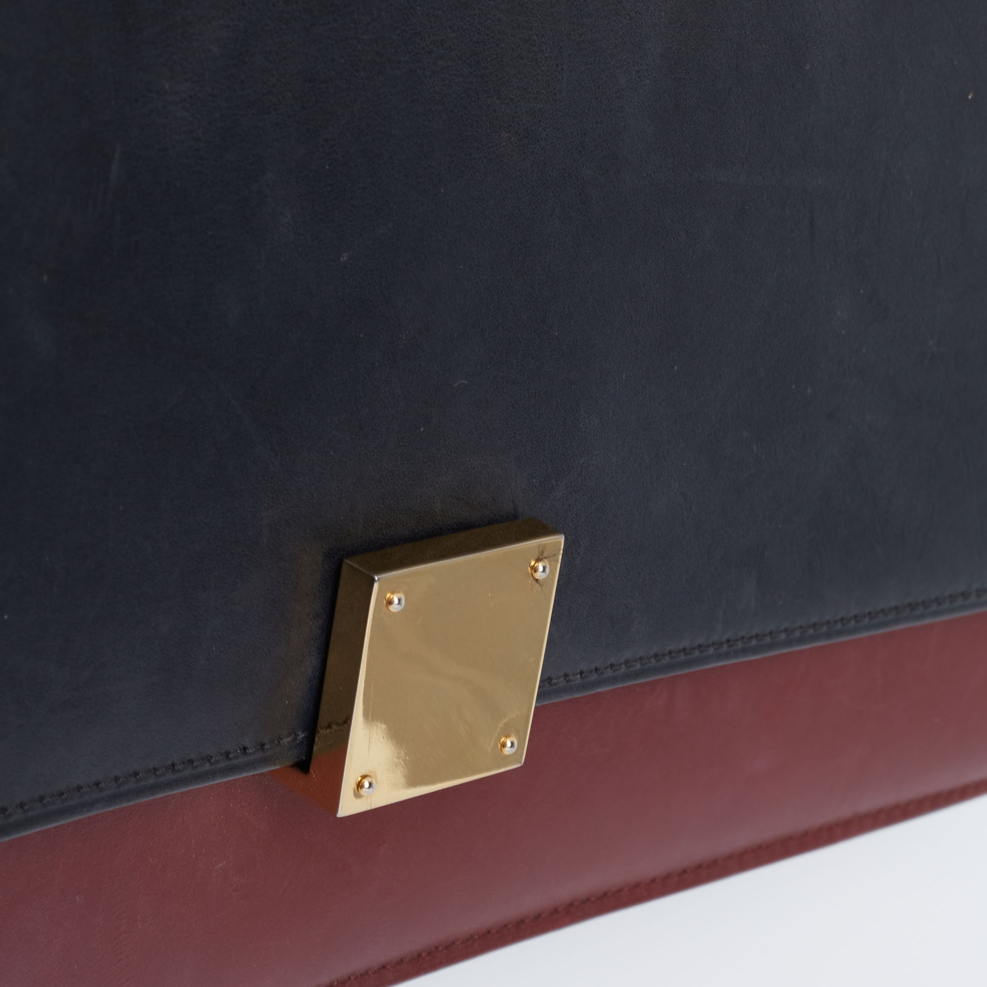 Celine Black/Red Leather Medium Case Bag