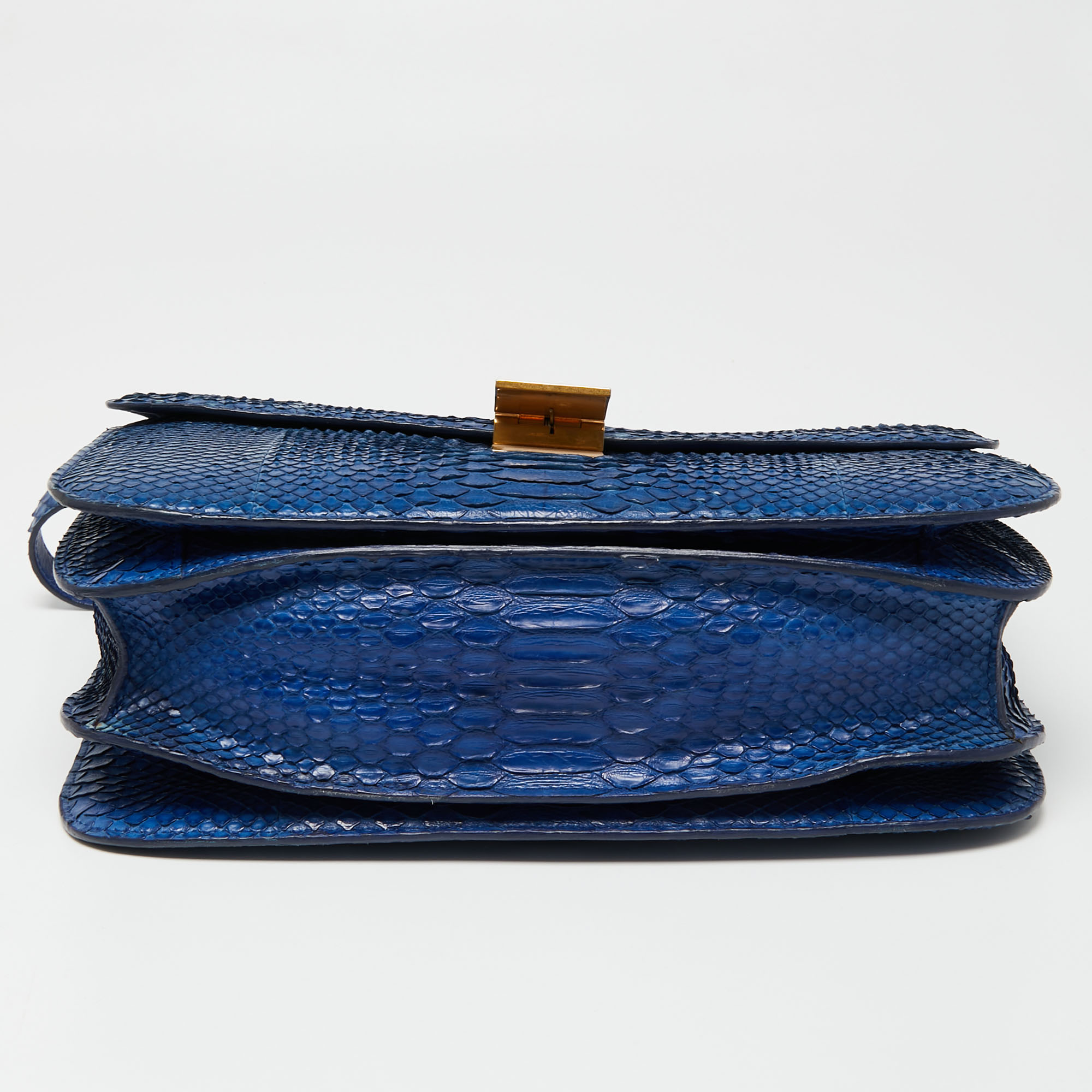 Celine Blue Python Large Classic Box Shoulder Bag