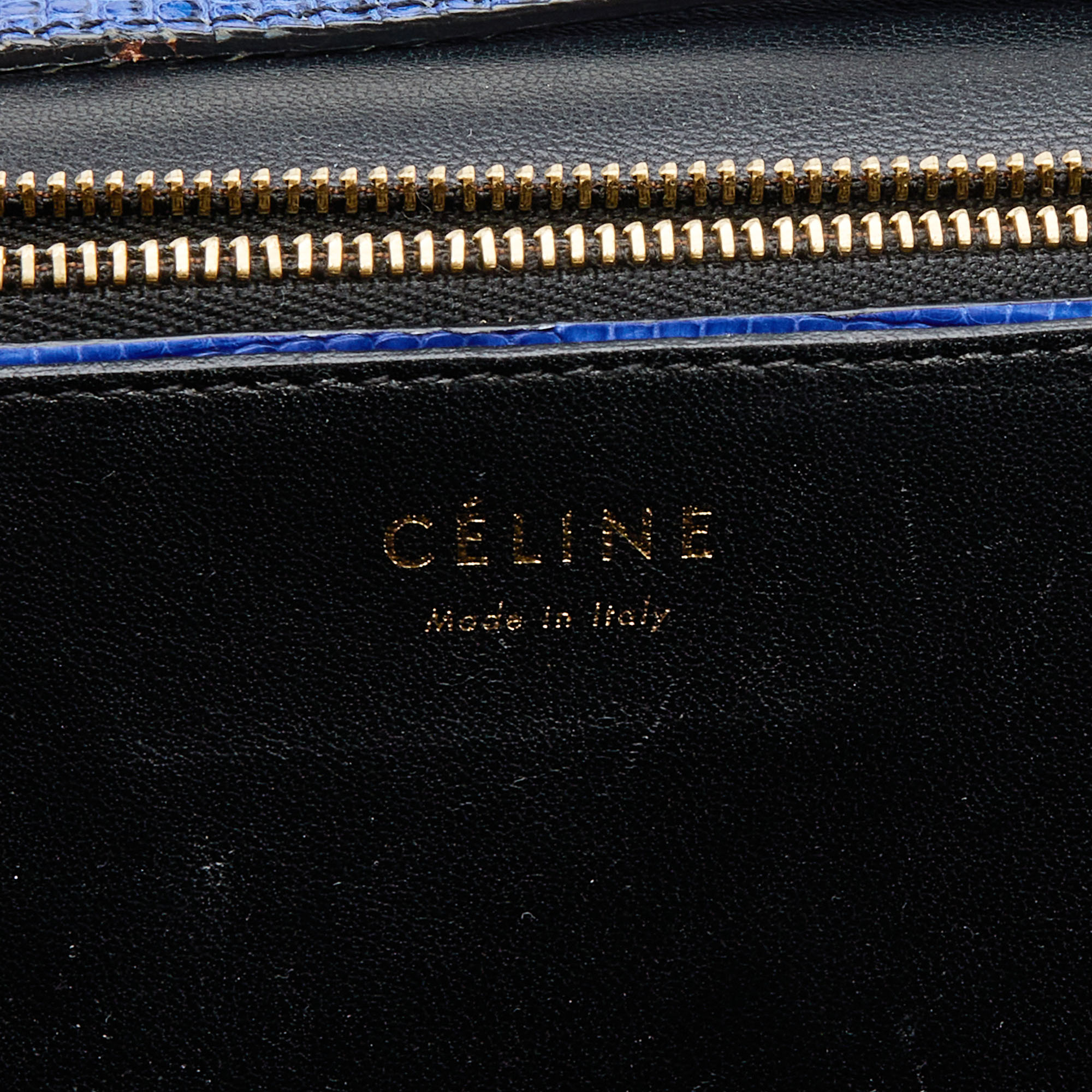 Celine Blue Lizard And Leather Medium Classic Box Shoulder Bag
