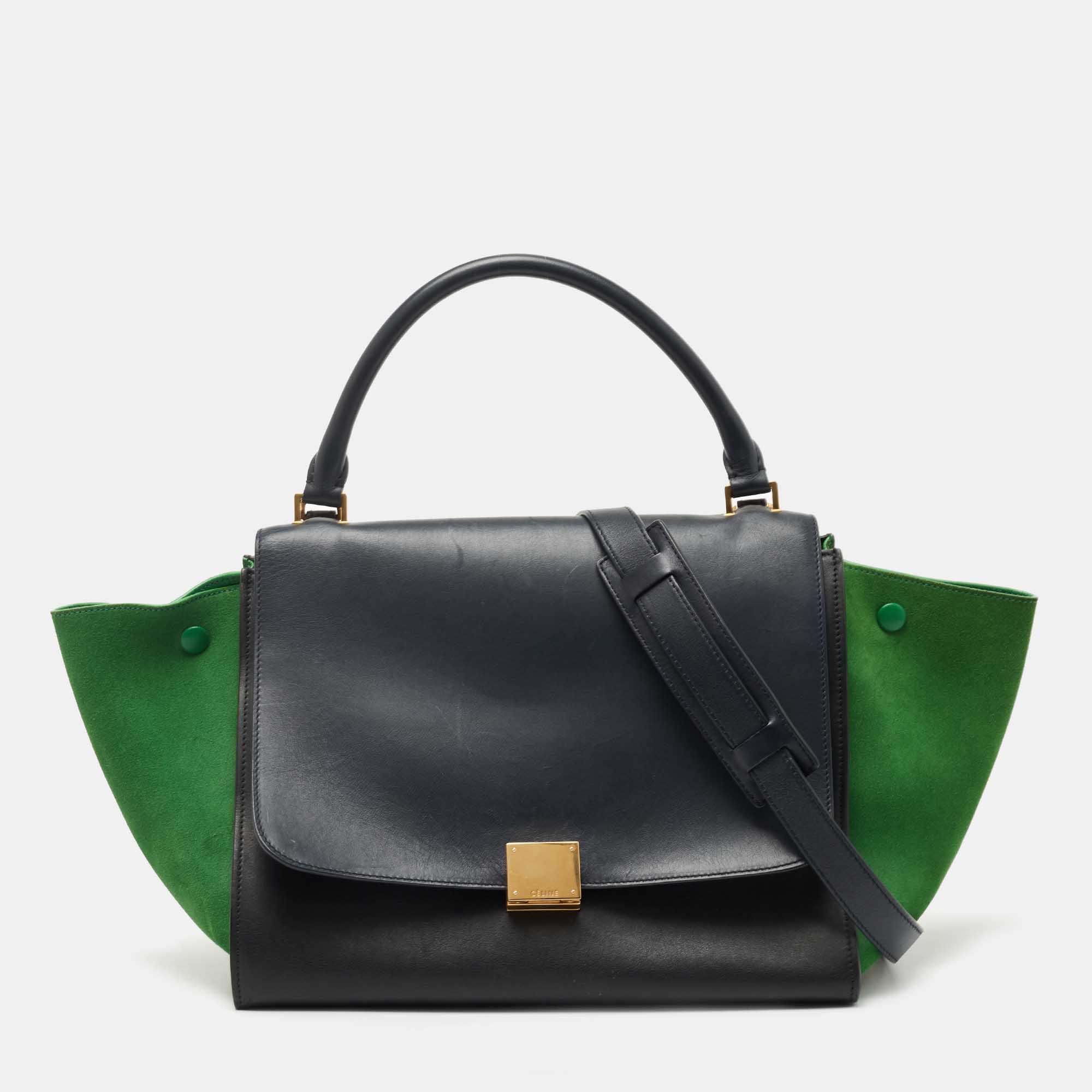 Celine Tricolor Leather And Suede Medium Trapeze Top Handle Bag