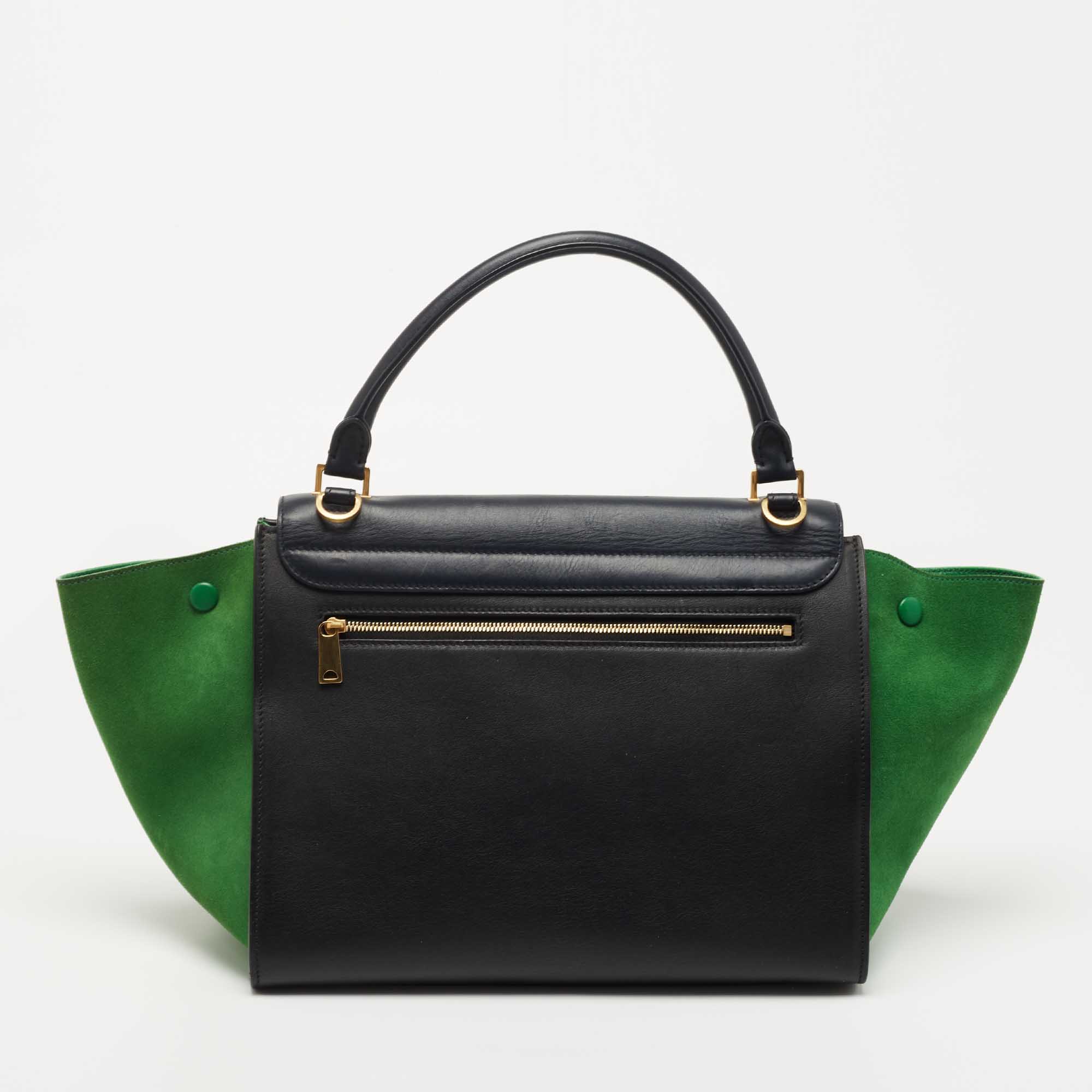 Celine Tricolor Leather And Suede Medium Trapeze Top Handle Bag