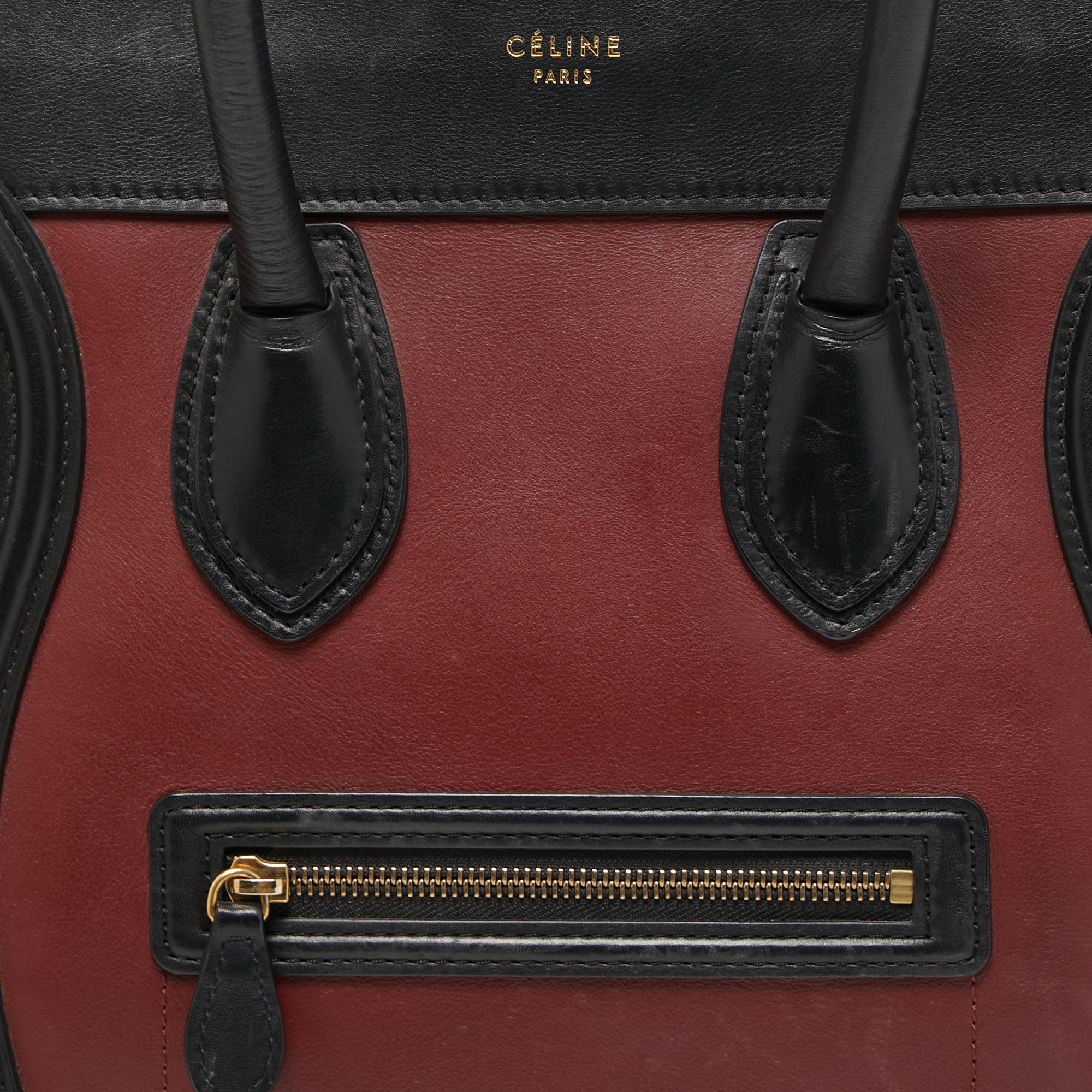 Celine Tri Color Leather And Suede Mini Luggage Tote