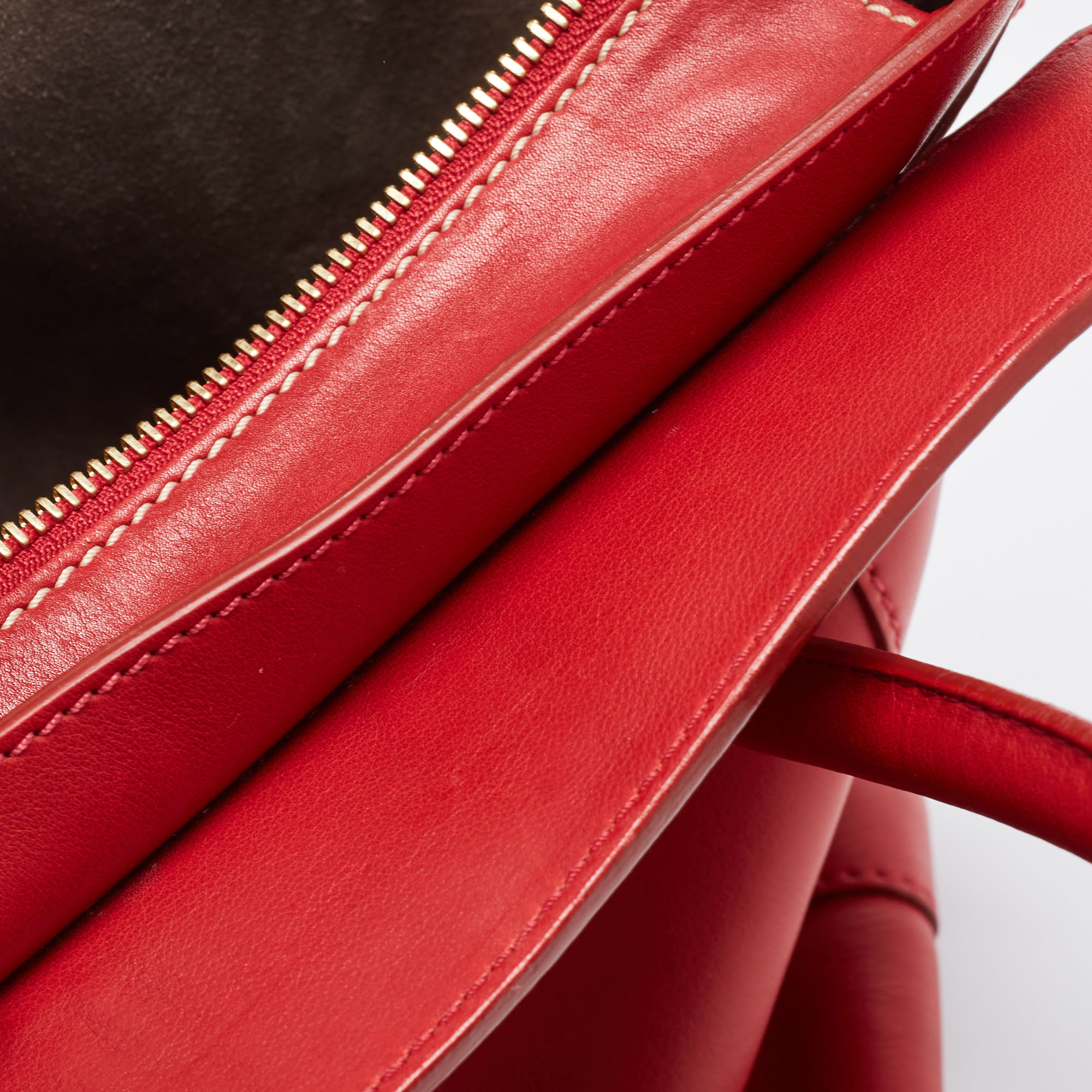 Celine Red Leather Mini Envelope Luggage Tote