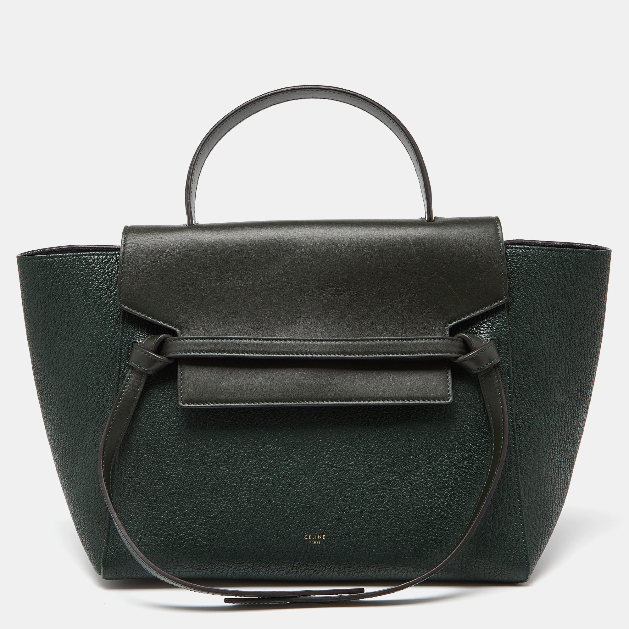 Celine Green Leather Mini Belt Top Handle Bag