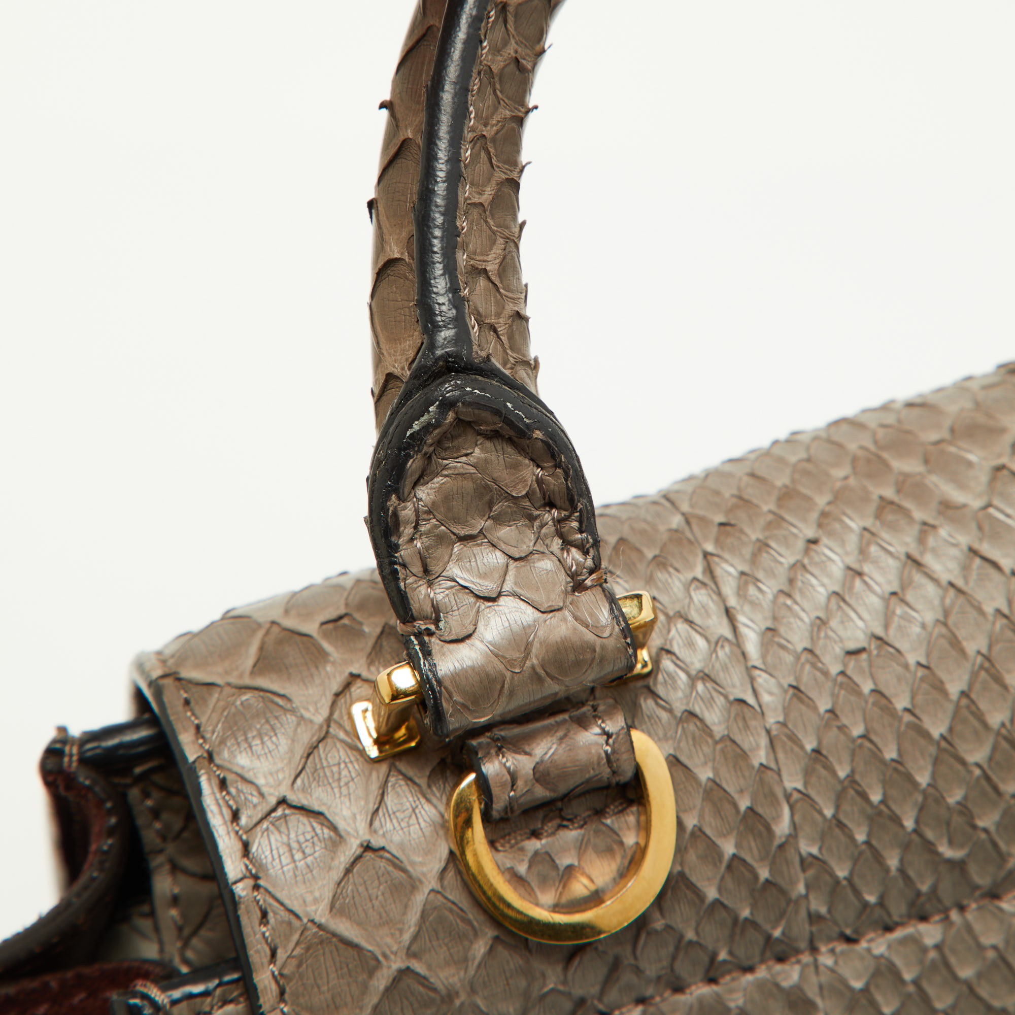 Celine Grey/Burgundy Python And Suede Medium Trapeze Bag