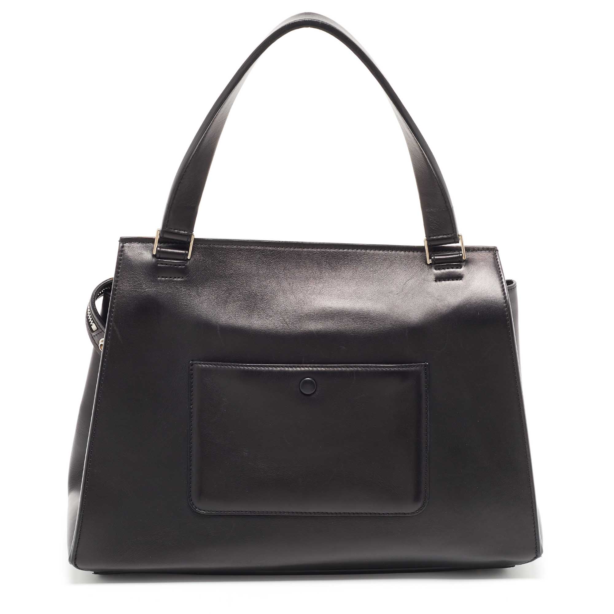 Celine Black/Grey Leather And Calf Hair Medium Edge Top Handle Bag
