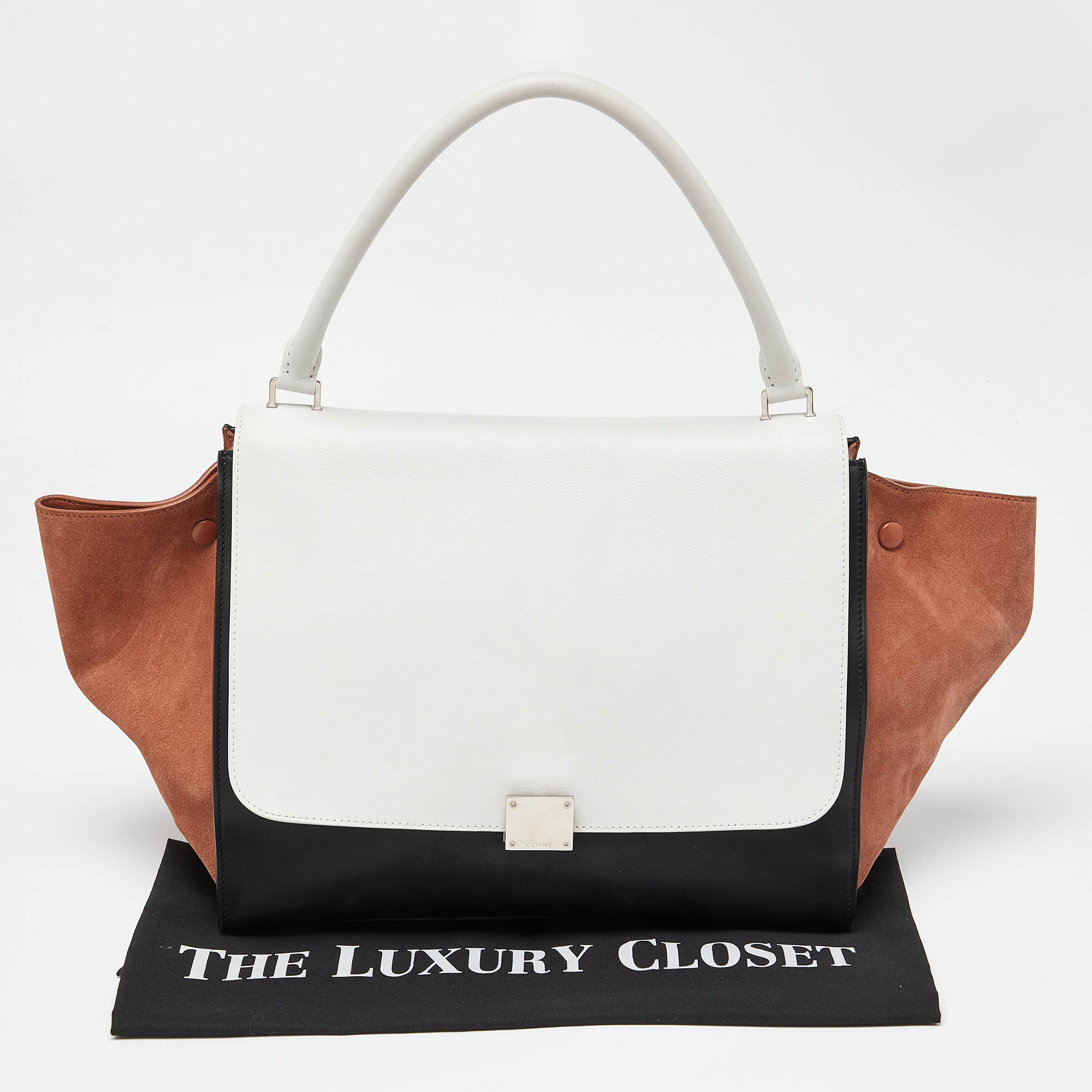 Celine Tricolor Leather And Suede Large Trapeze Top Handle Bag