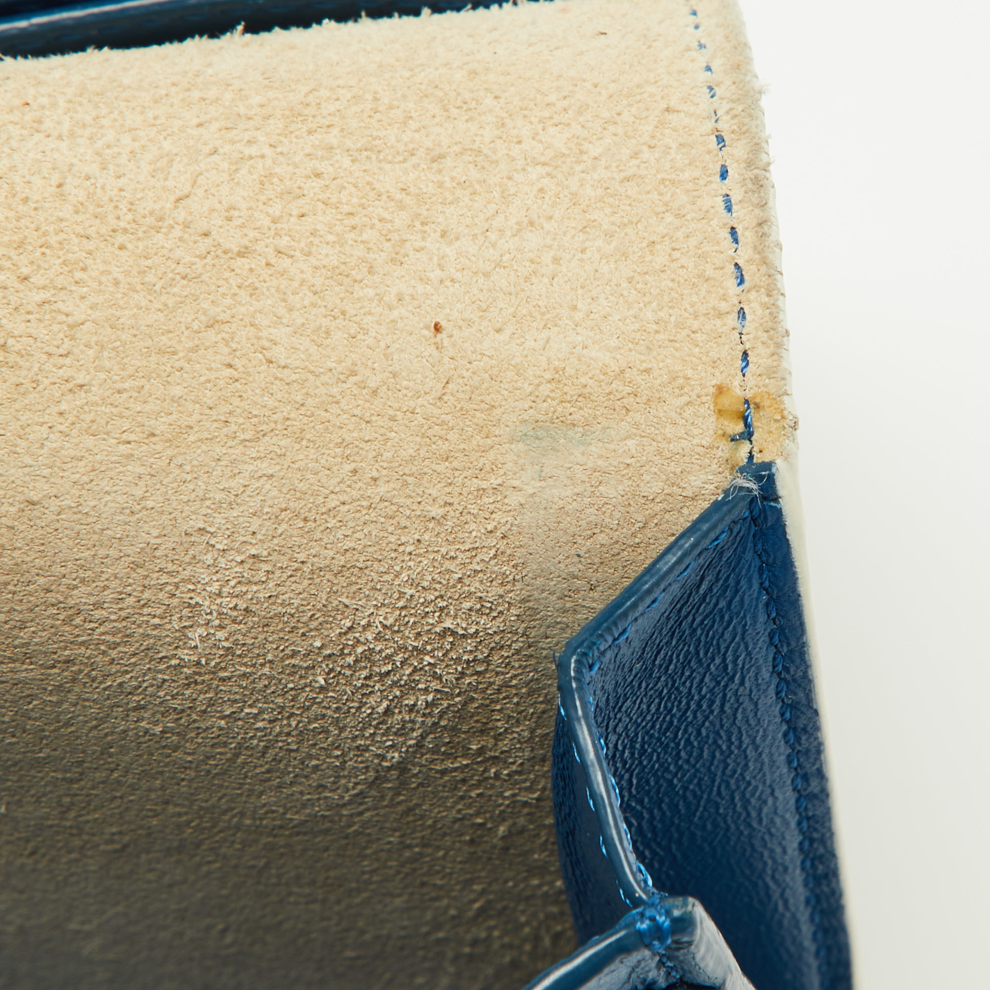Celine Blue/Cream Leather Large Multifunction Strap Wallet