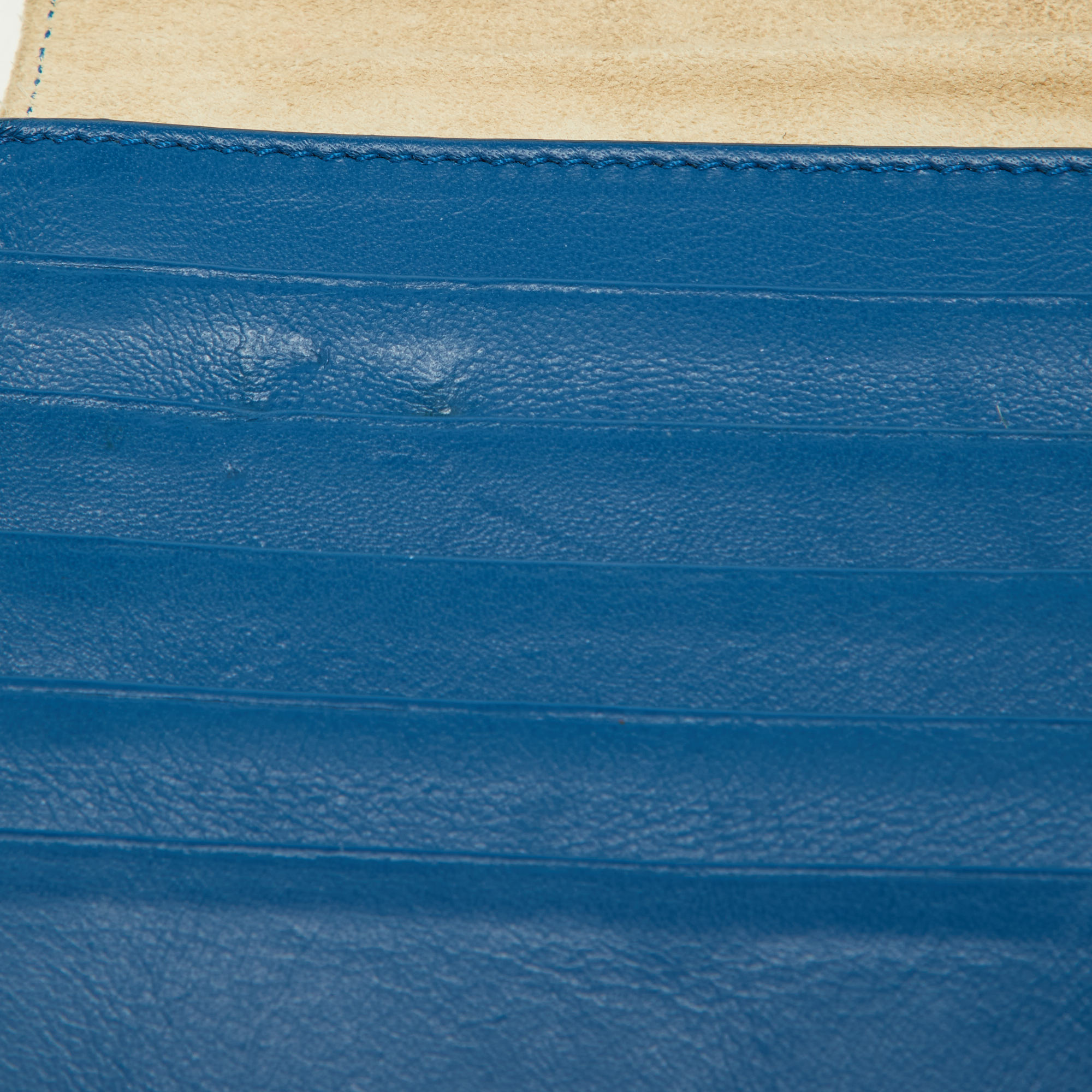 Celine Blue/Cream Leather Large Multifunction Strap Wallet