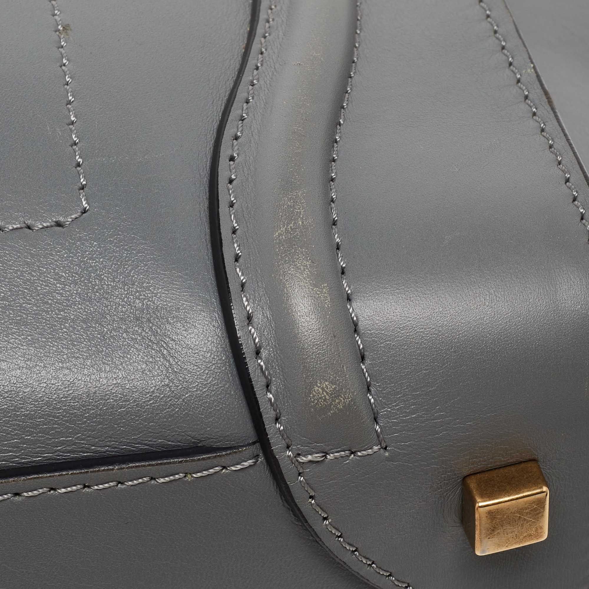 Celine Grey Leather Mini Luggage Tote