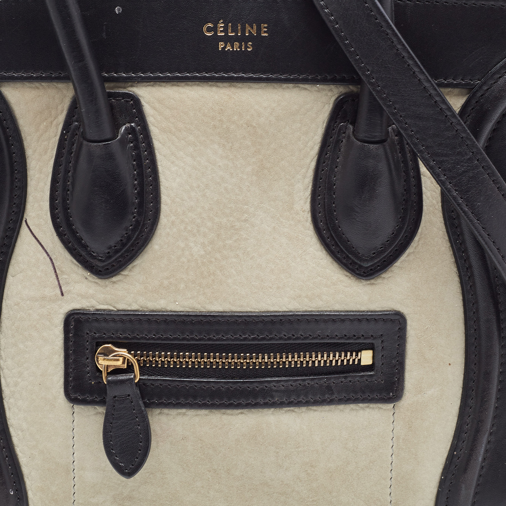 Celine Tricolor Nubuck And Leather Mini Luggage Tote