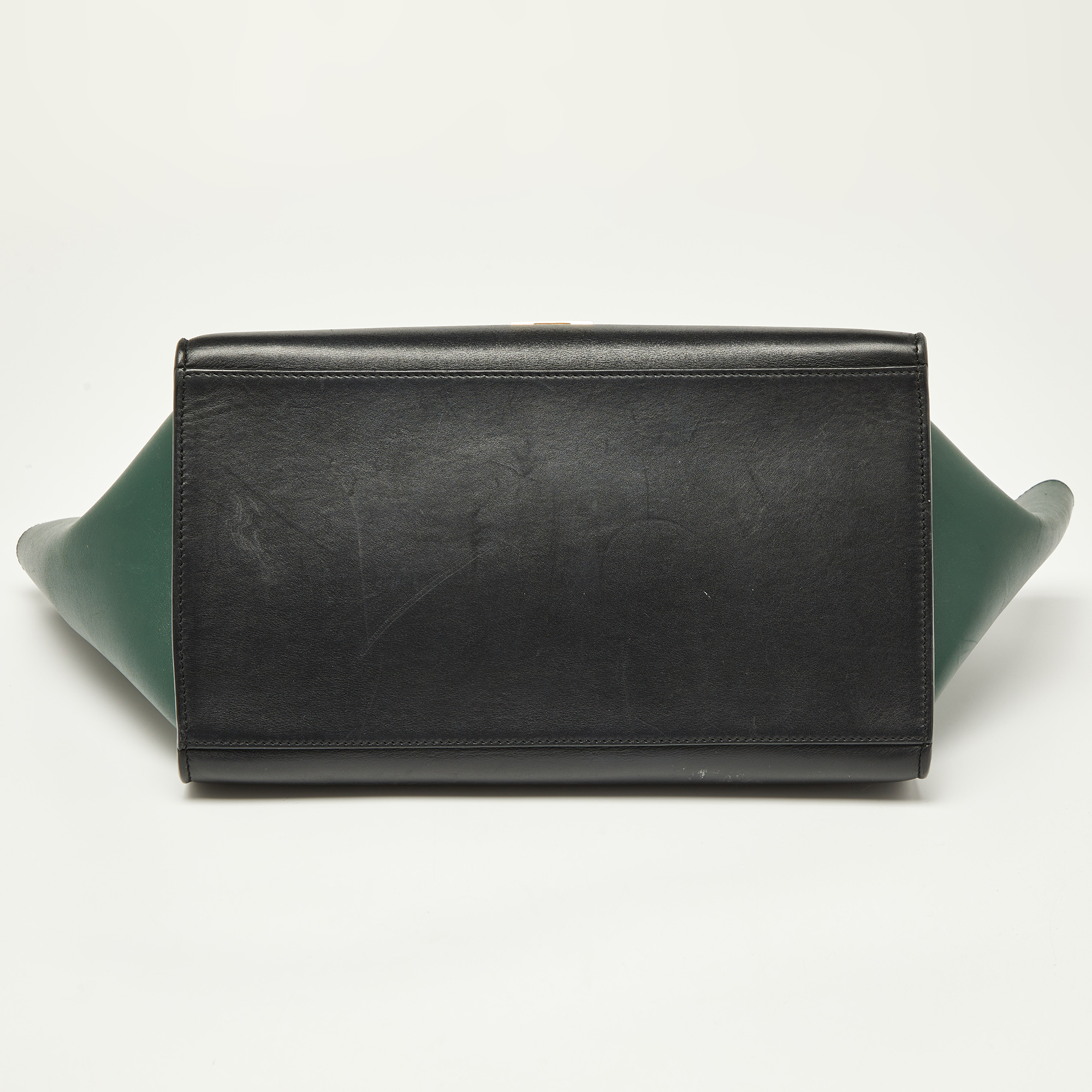 Celine Green/Black Leather Medium Trapeze Bag