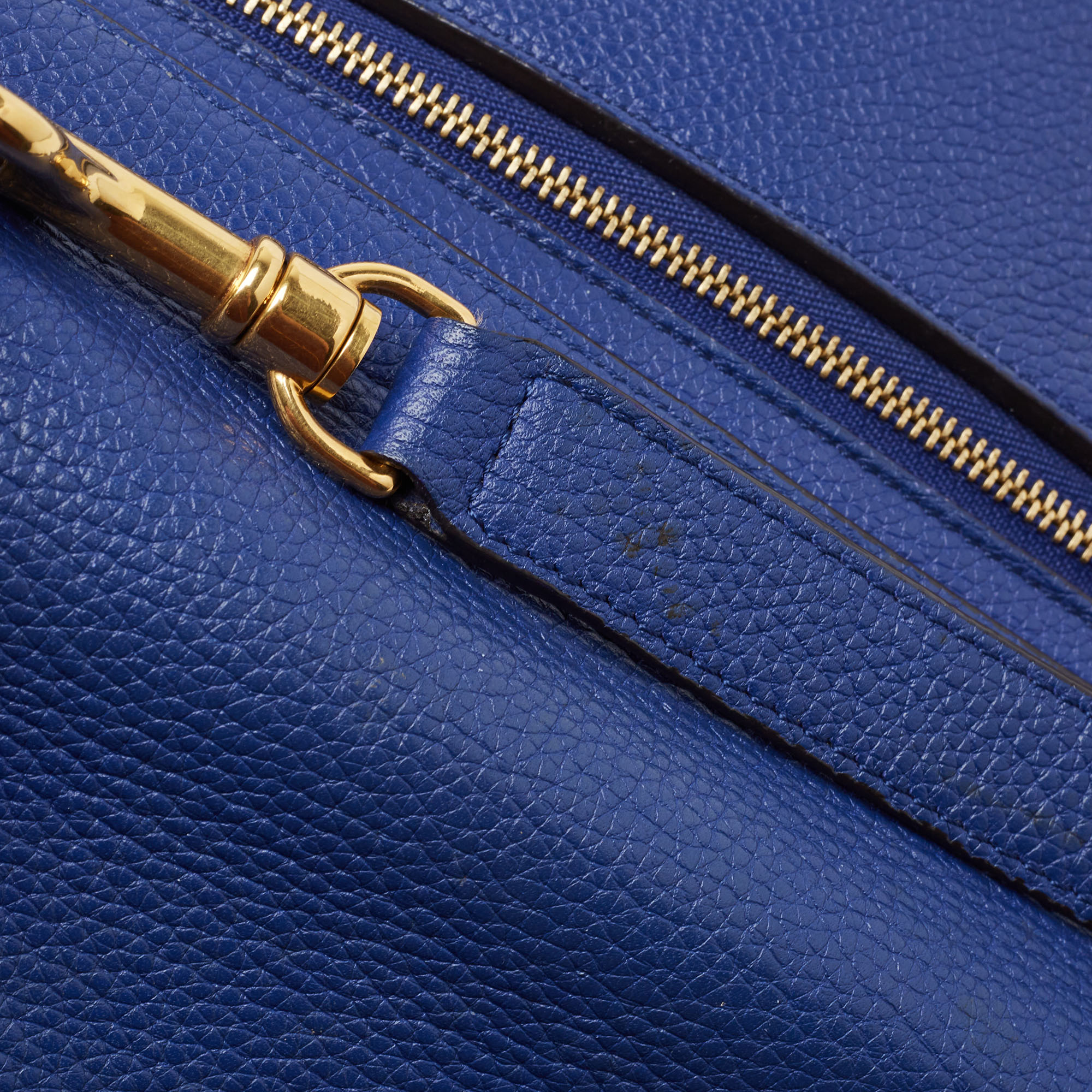 Celine Blue Leather And Suede Small Trapeze Top Handle Bag