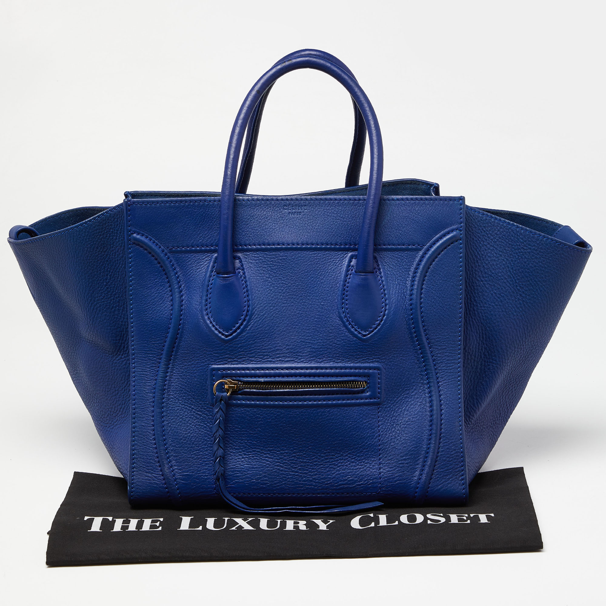 Celine Blue Leather Medium Phantom Luggage Tote