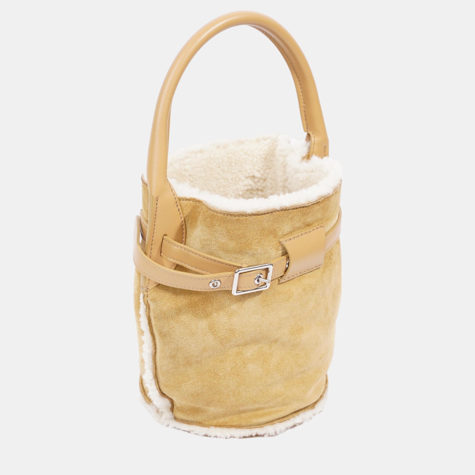 Celine Bucket Bag Camel / White Suede / Shearling