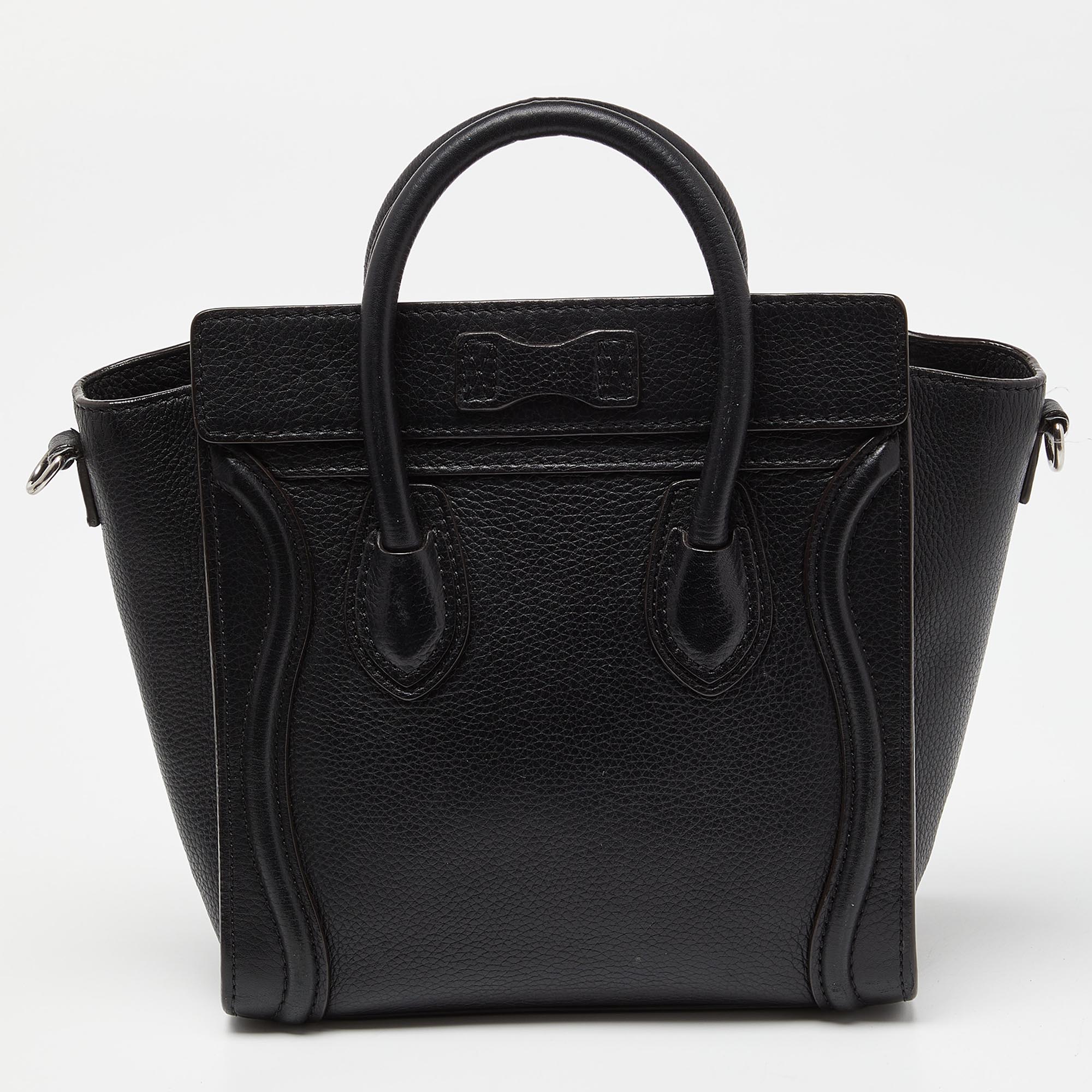 Céline Black Leather Nano Luggage Tote