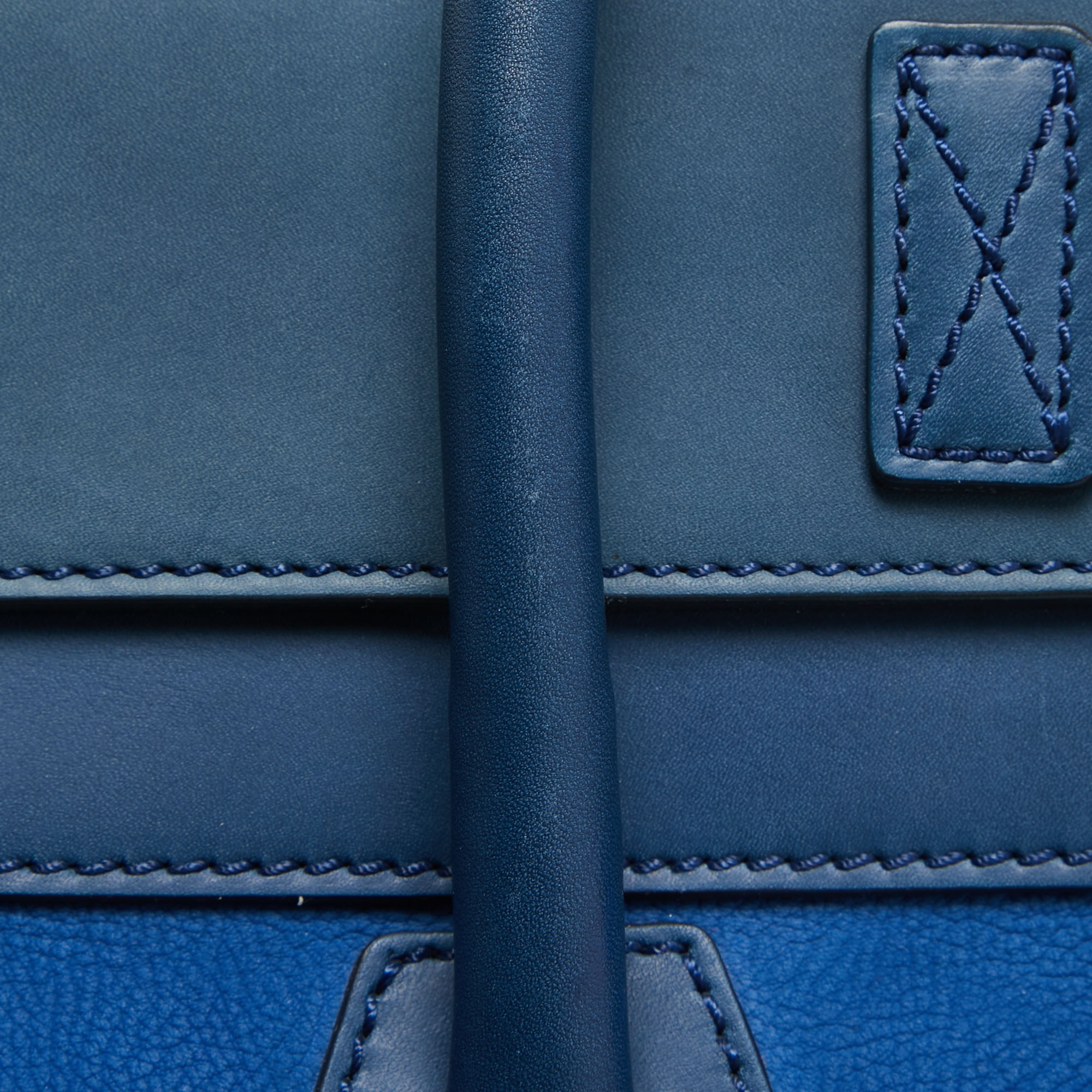 Celine Two Tone Blue Leather And Nubuck Medium Luggage Tote