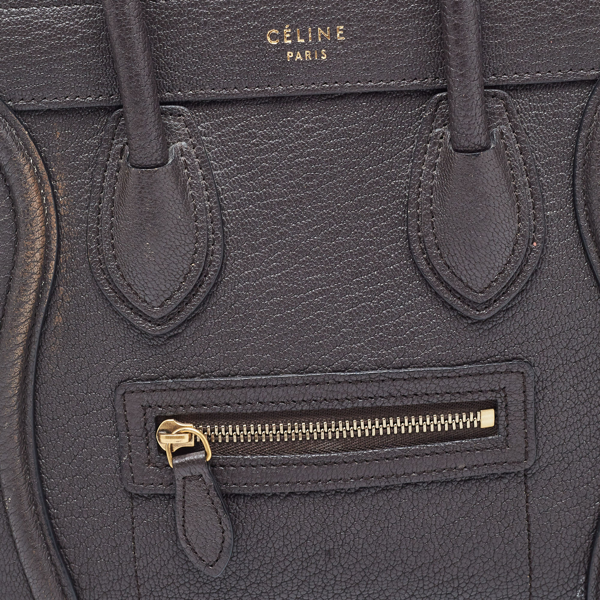 Céline Choco Brown Leather Nano Luggage Tote