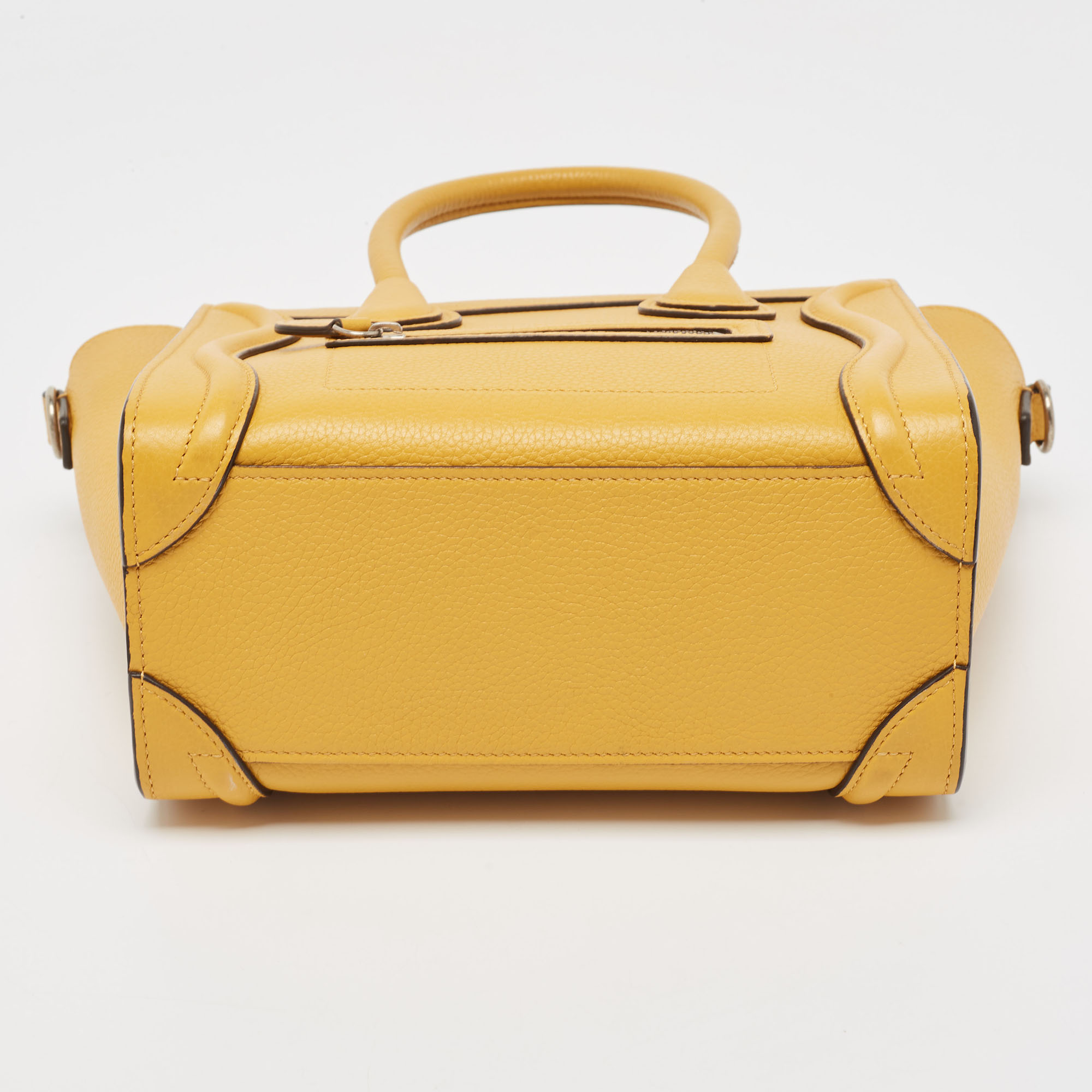 Céline Mustard Leather Nano Luggage Tote