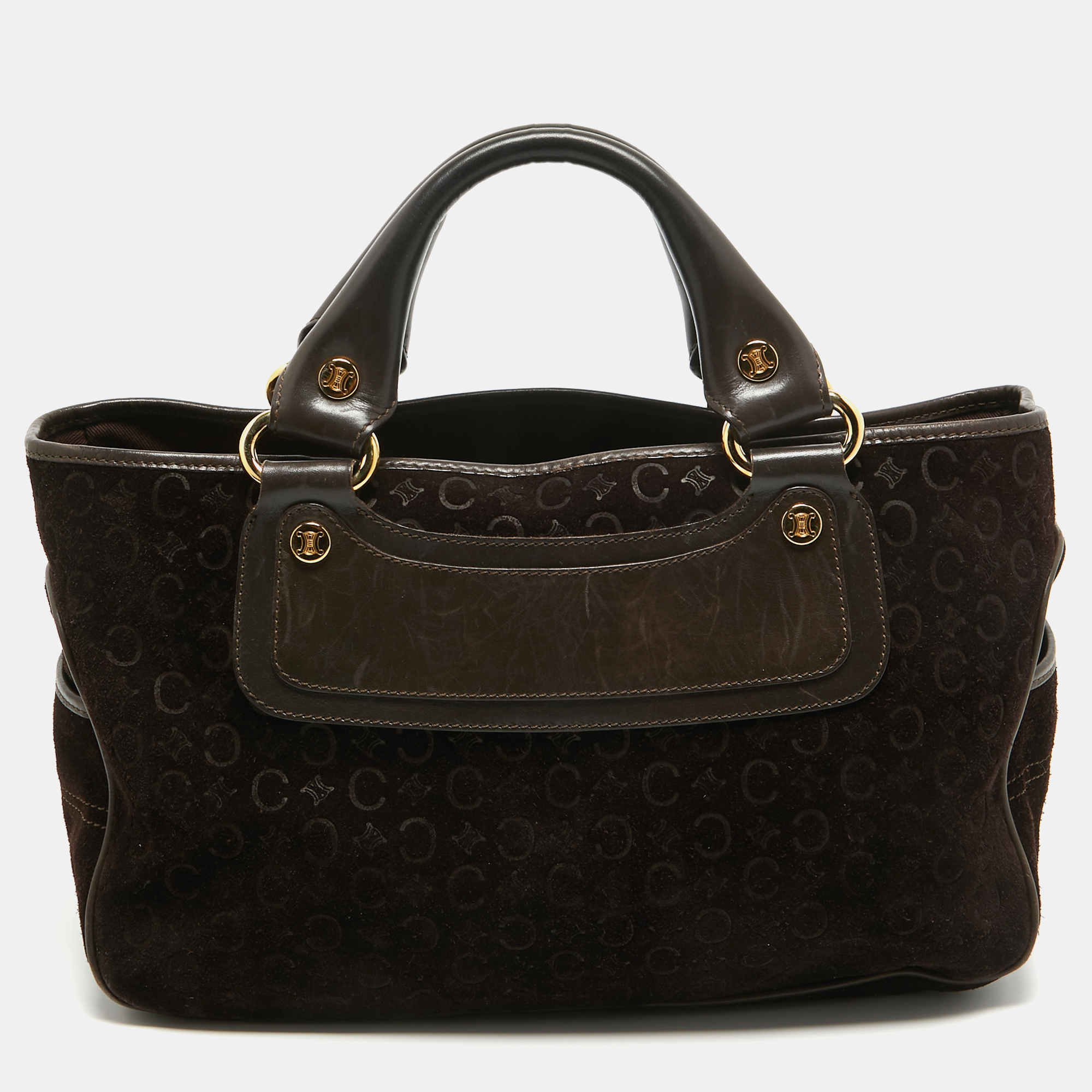 Celine dark brown suede and leather boogie satchel