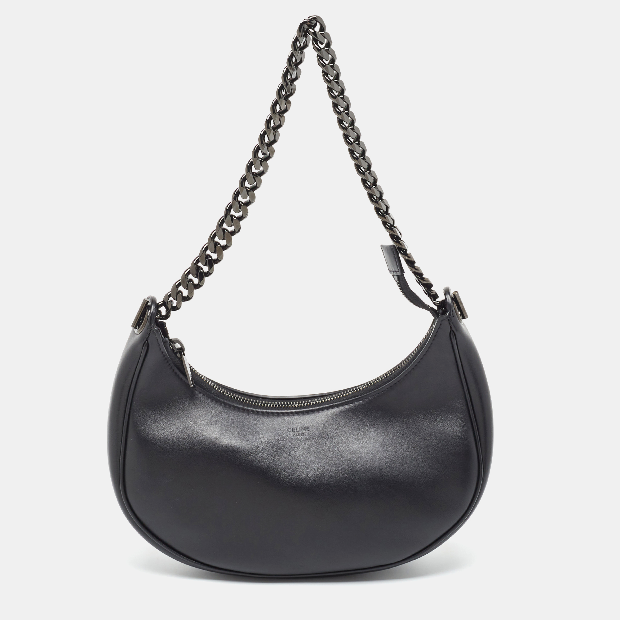 Celine Black Leather Ava Chain Shoulder Bag