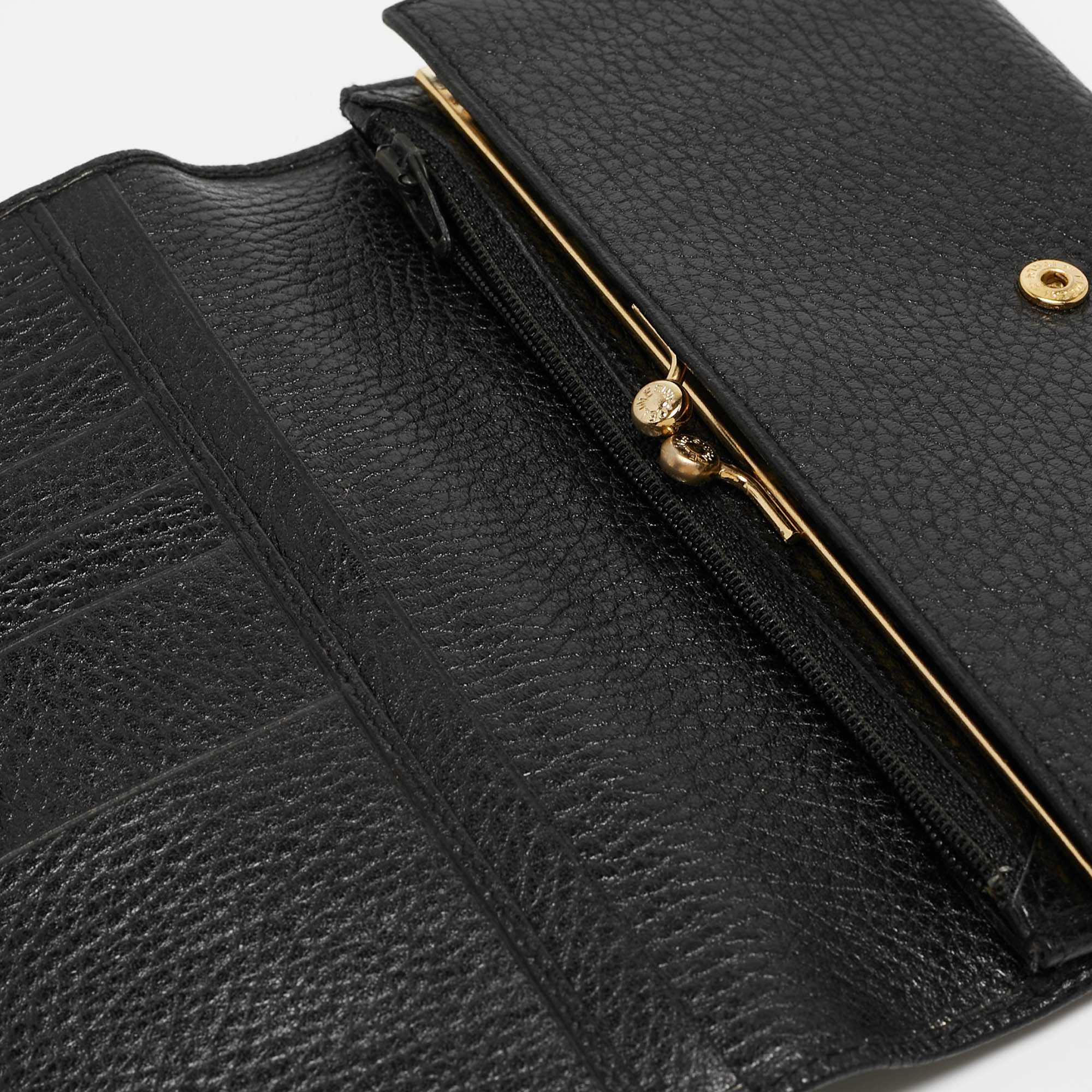Celine Black Leather Flap Continental Wallet