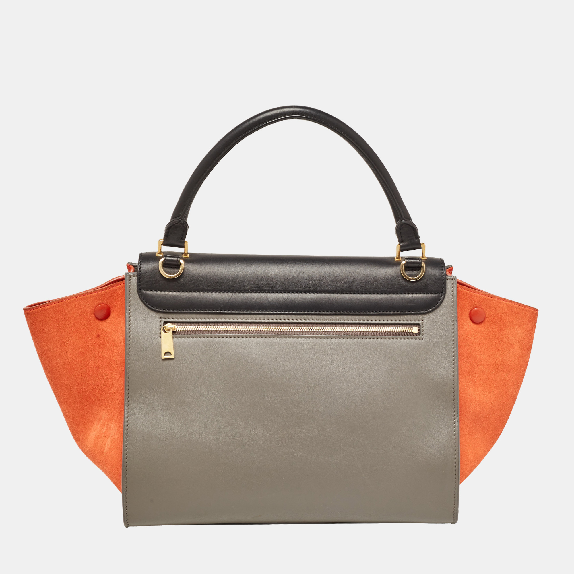 Celine Tri Color Leather And Suede Medium Trapeze Bag