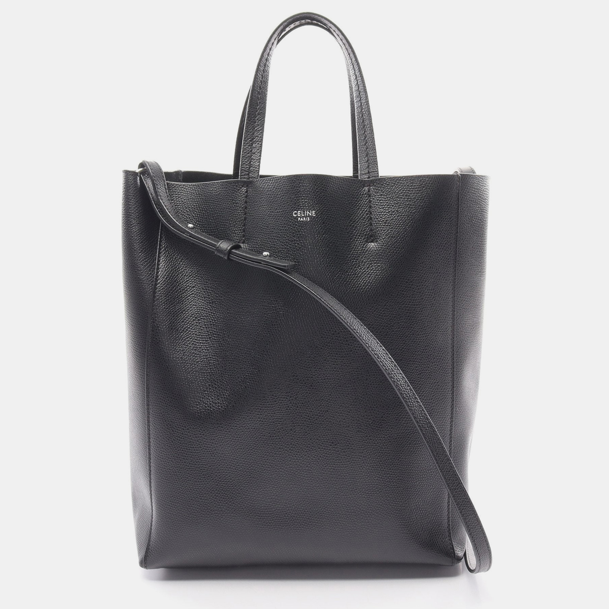 Celine vertical small hippopotamus handbag tote bag leather black 2way