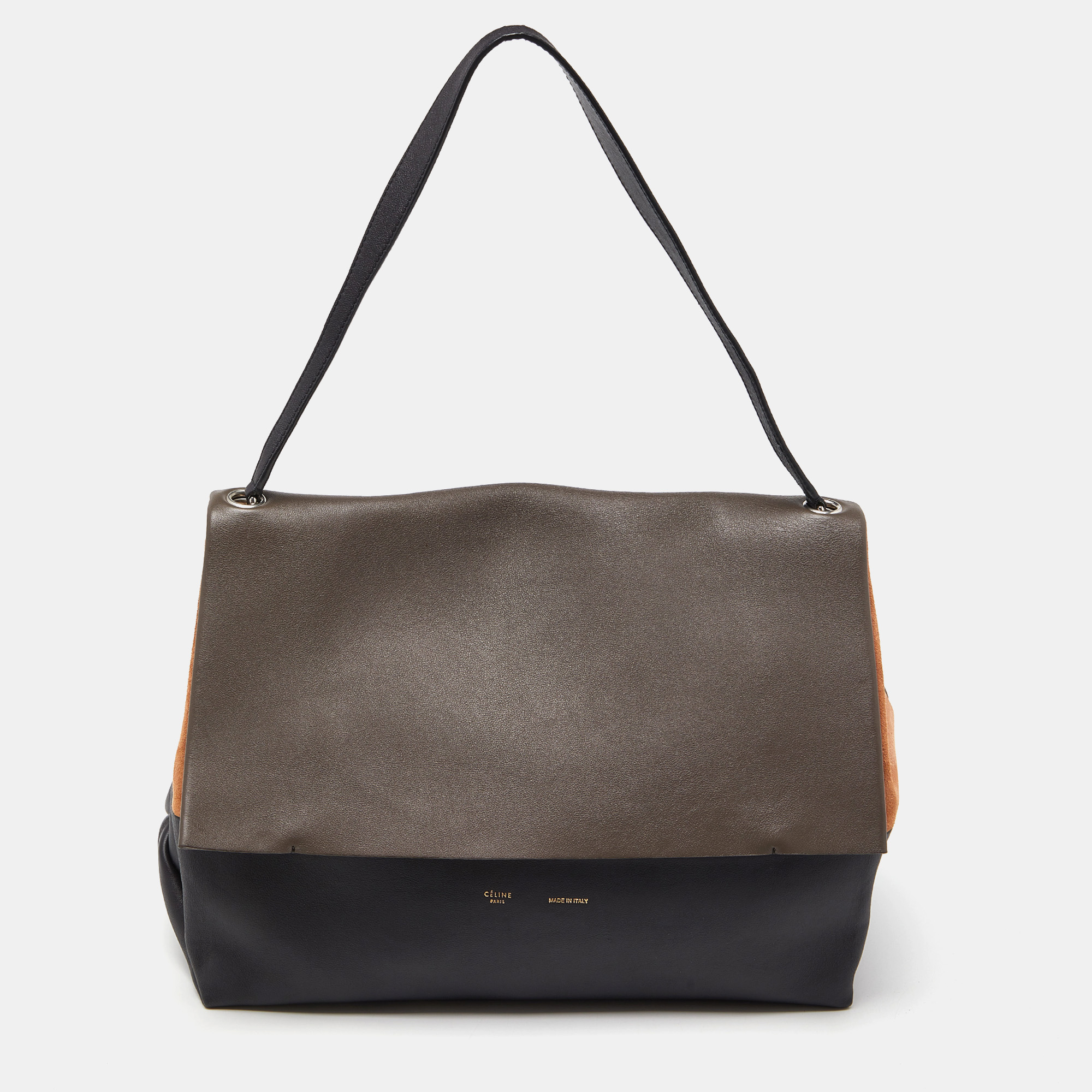 

Celine Tri Color Leather All Soft Flap Shoulder Bag, Multicolor