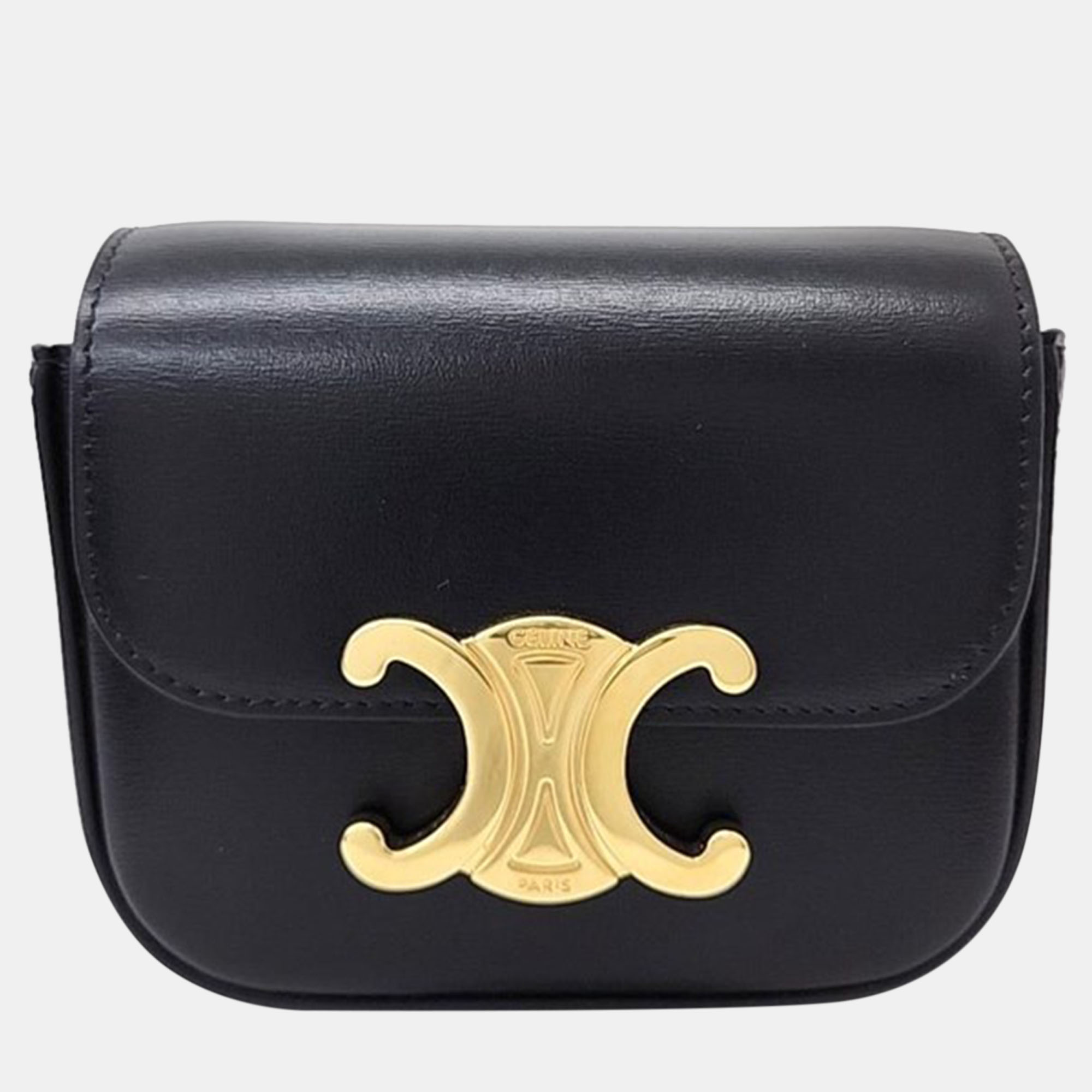 Celine black leather triumph mini crossbdoy bag