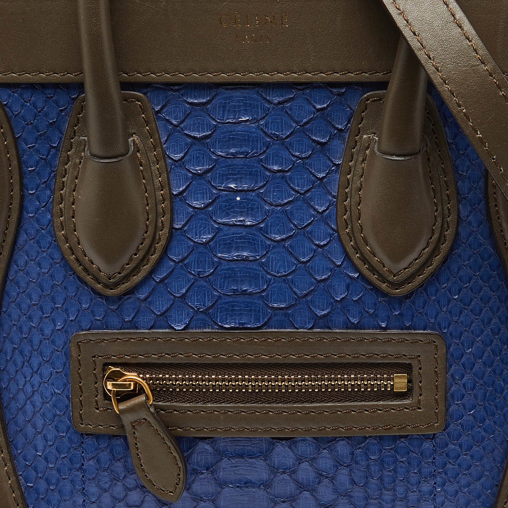 Celine Tri Color Python And Leather Nano Luggage Tote