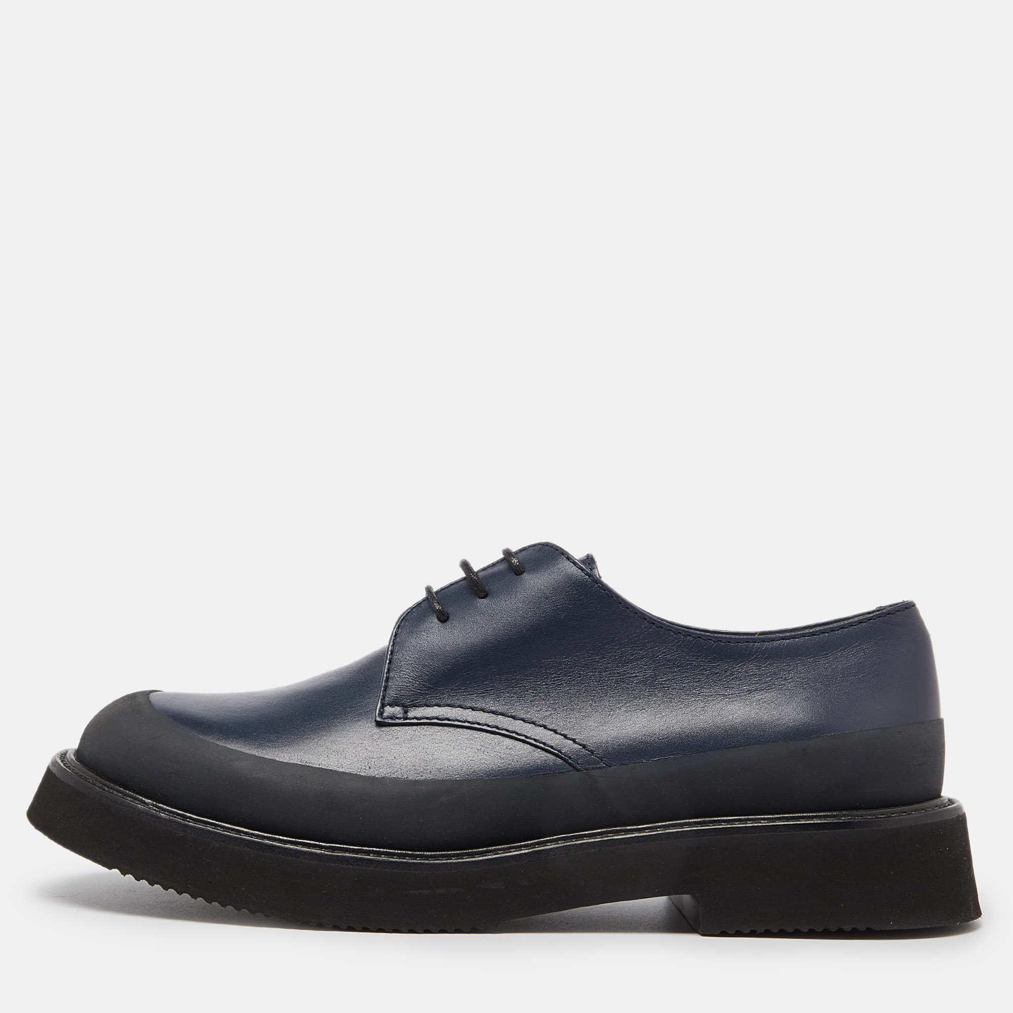 Celine navy blue leather platform derby sneakers size 39