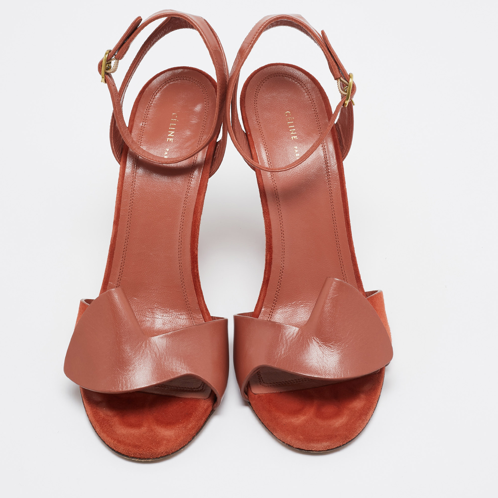 Celine Brown Leather And Suede Ankle Strap Sandals Size 40